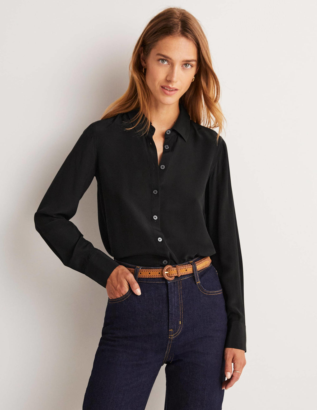 Chemise en soie-Noir-1