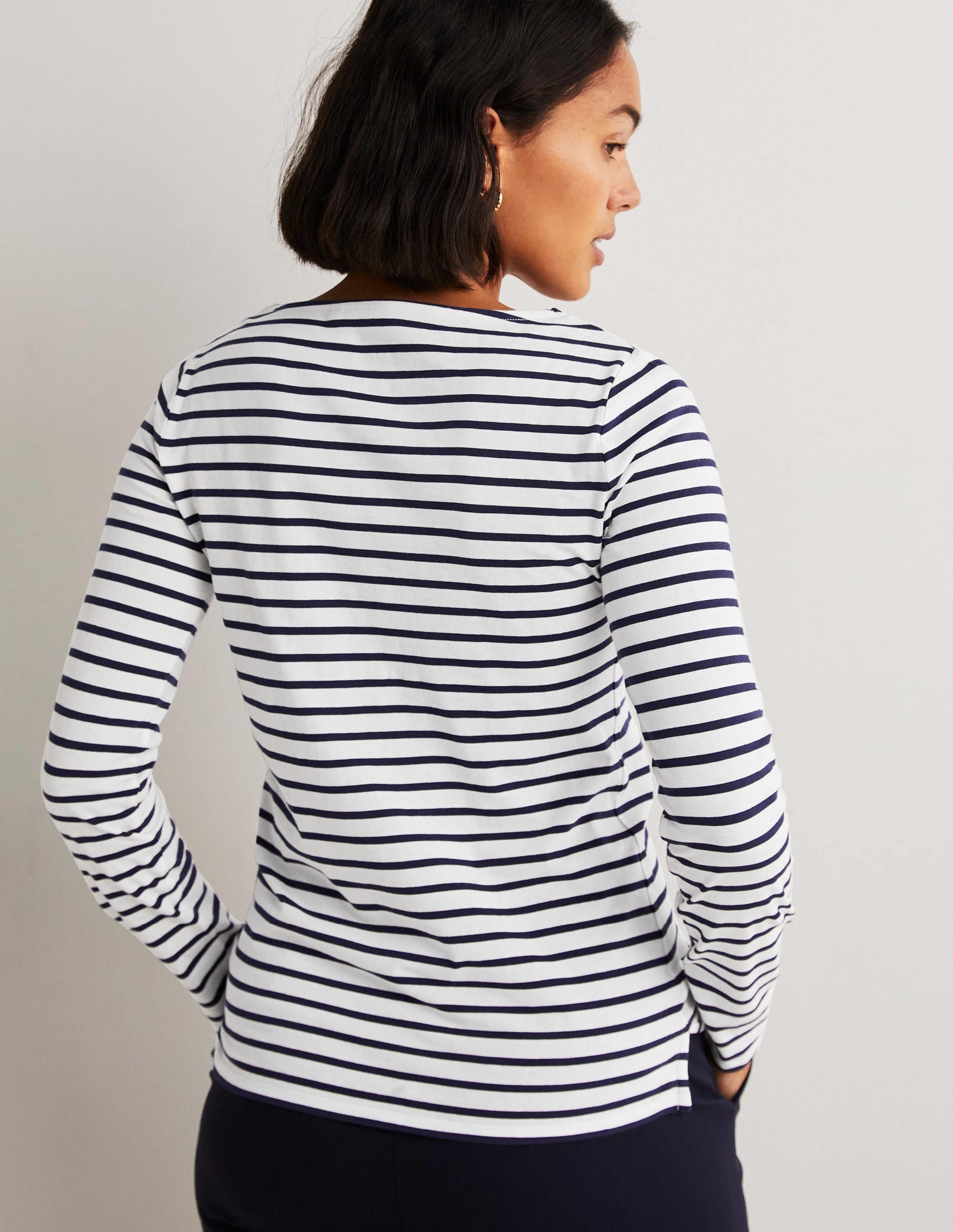 Ella Long Sleeve Breton-Green/Prink Placement Stripe - Image 3