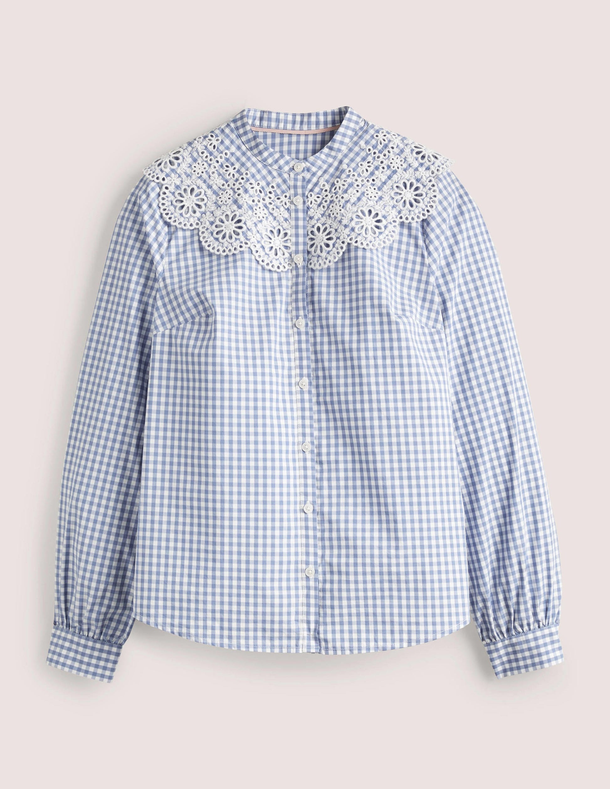 Chemise à col broderie anglaise-Bleu, vichy-8