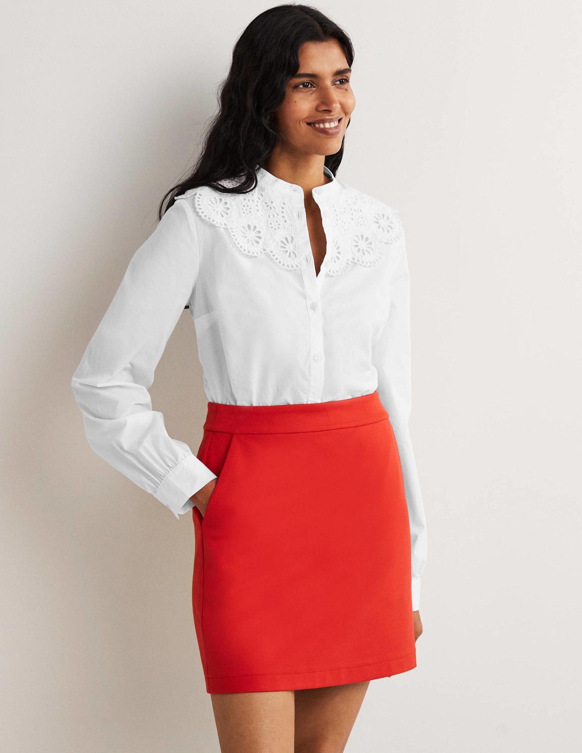 Chemise à col broderie anglaise-Blanc-1