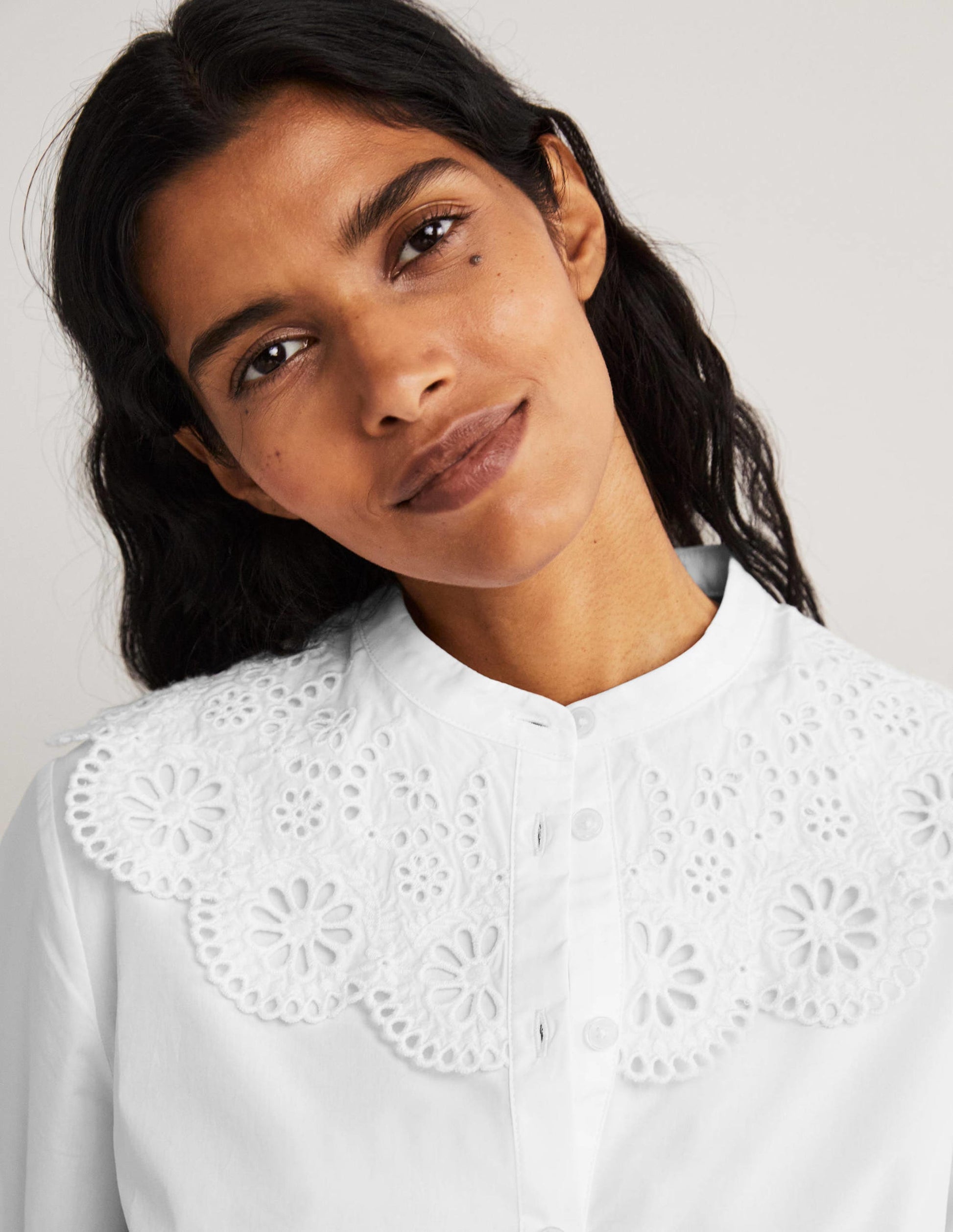 Chemise à col broderie anglaise-Blanc-2