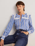Bluse mit Häkelborte-Faux-Uni