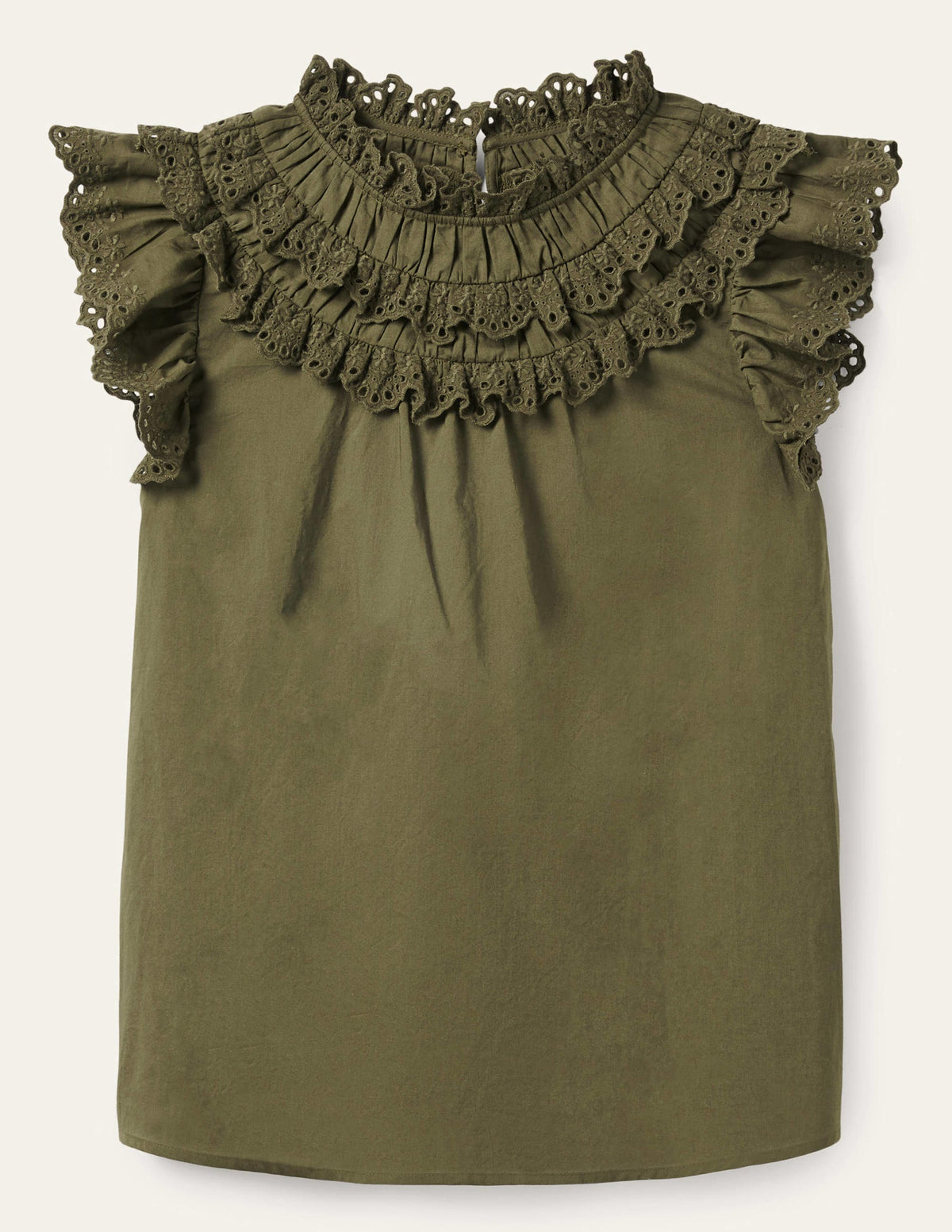 Sleeveless Broderie Top-Basil Green - Image 9