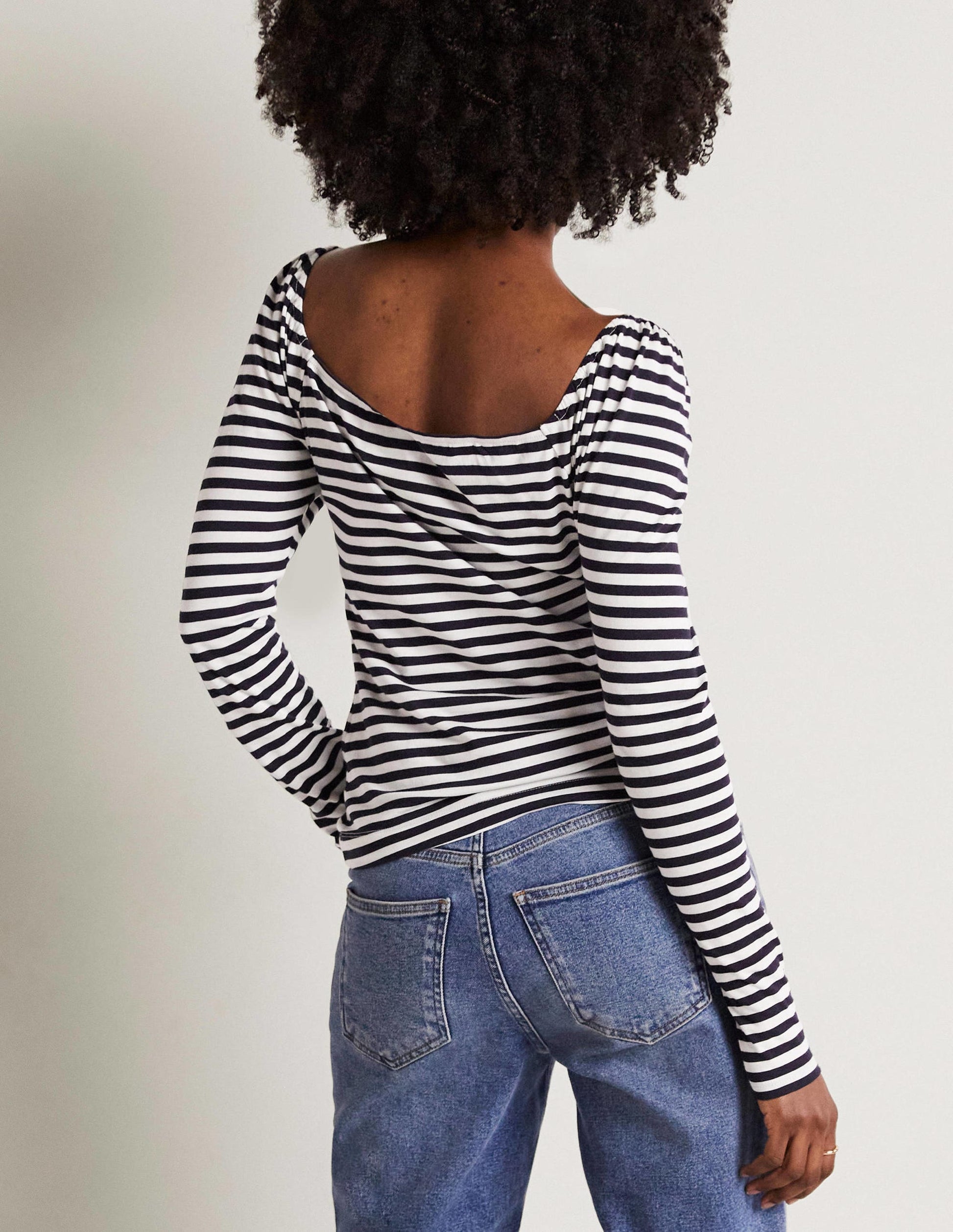 Square Neck Jersey Top-Navy-6