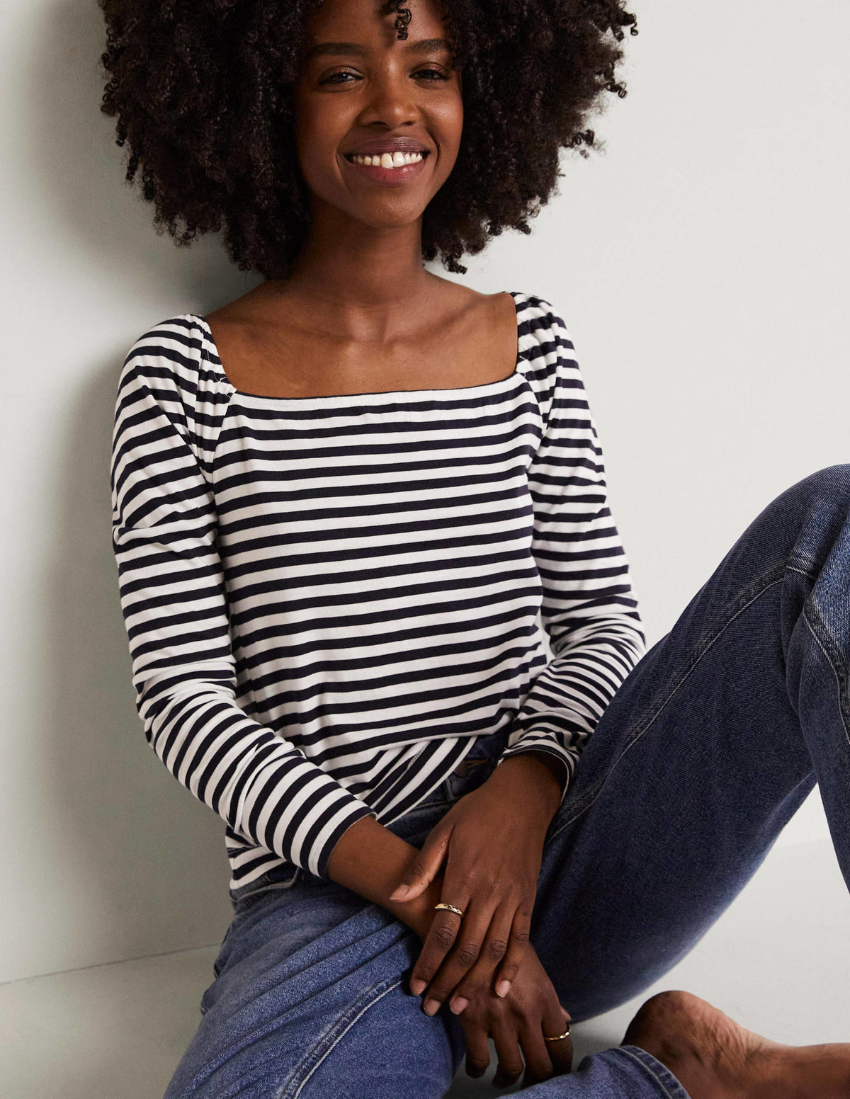 Square Neck Jersey Top-Navy-3
