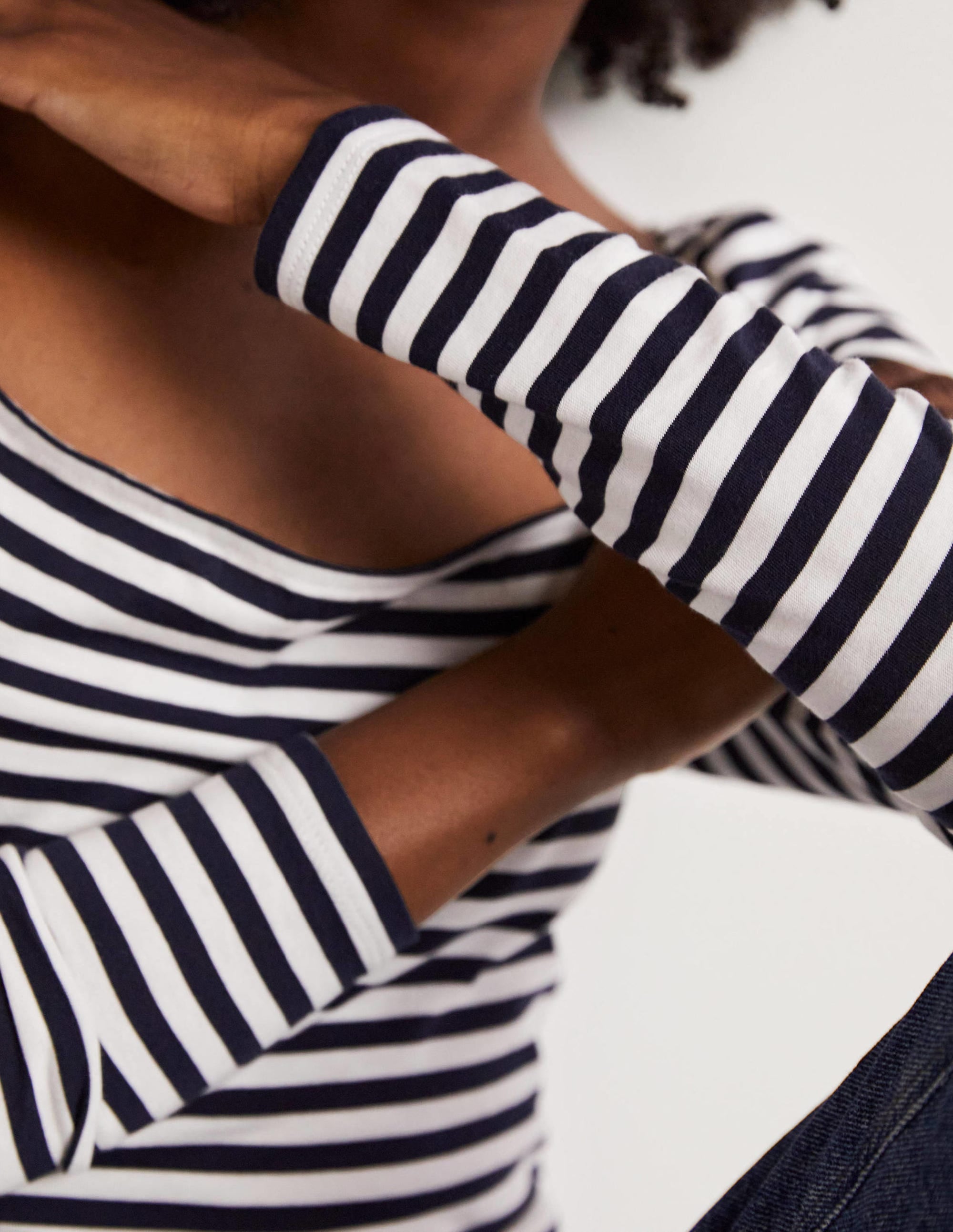 Square Neck Jersey Top-Navy - Image 4