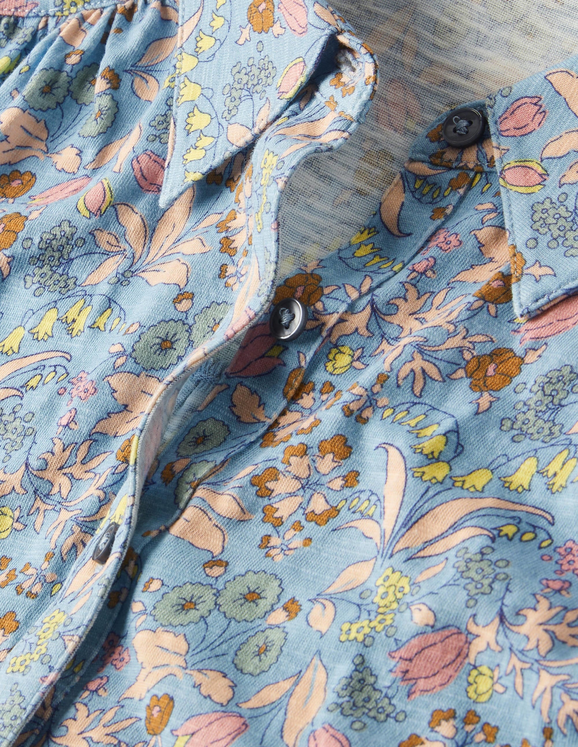 Jerseyhemd mit Puffärmeln-Graublau, Wildblumen - Image 9