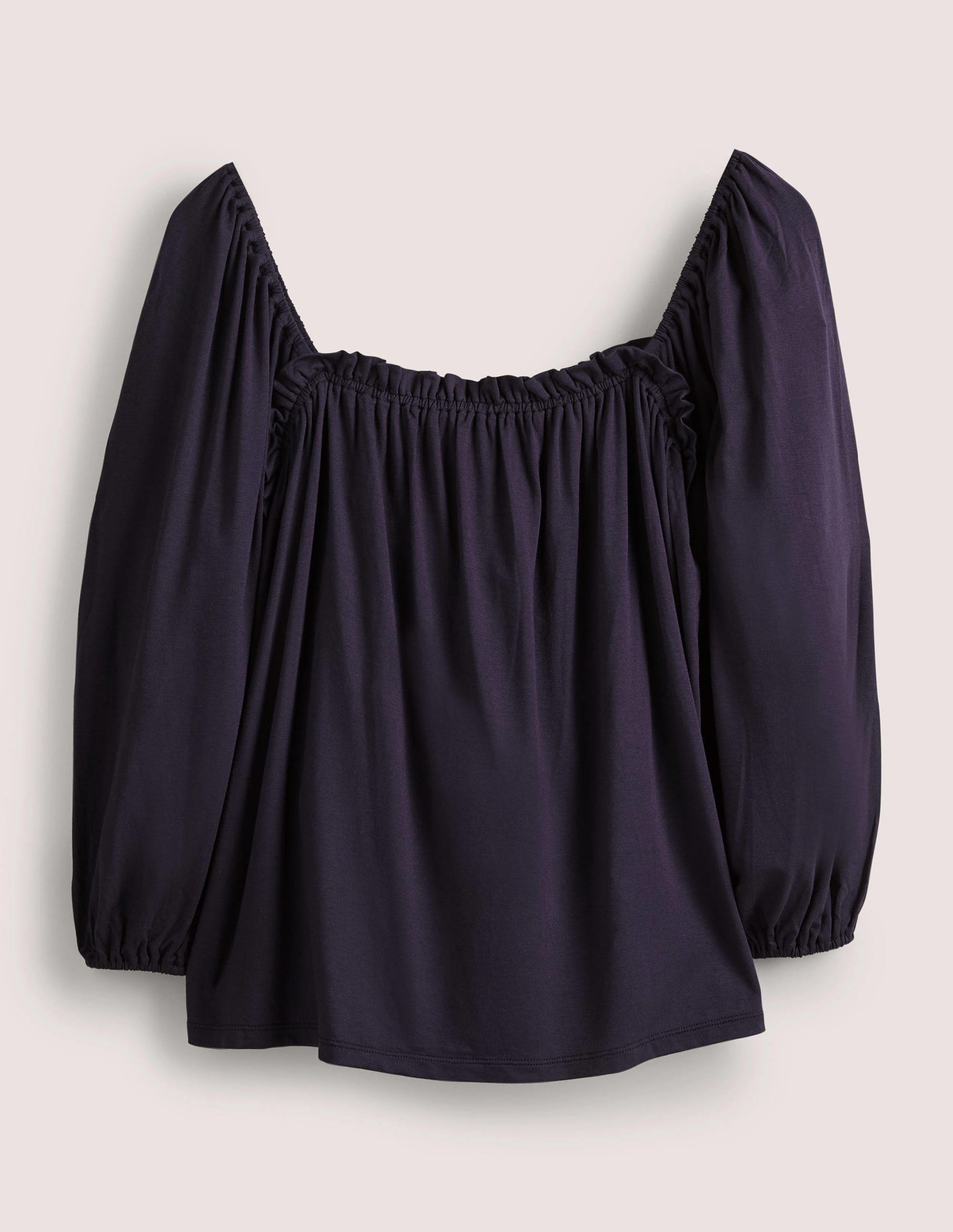 Lockeres Jerseyoberteil mit eckigem Ausschnitt-Marineblau-5