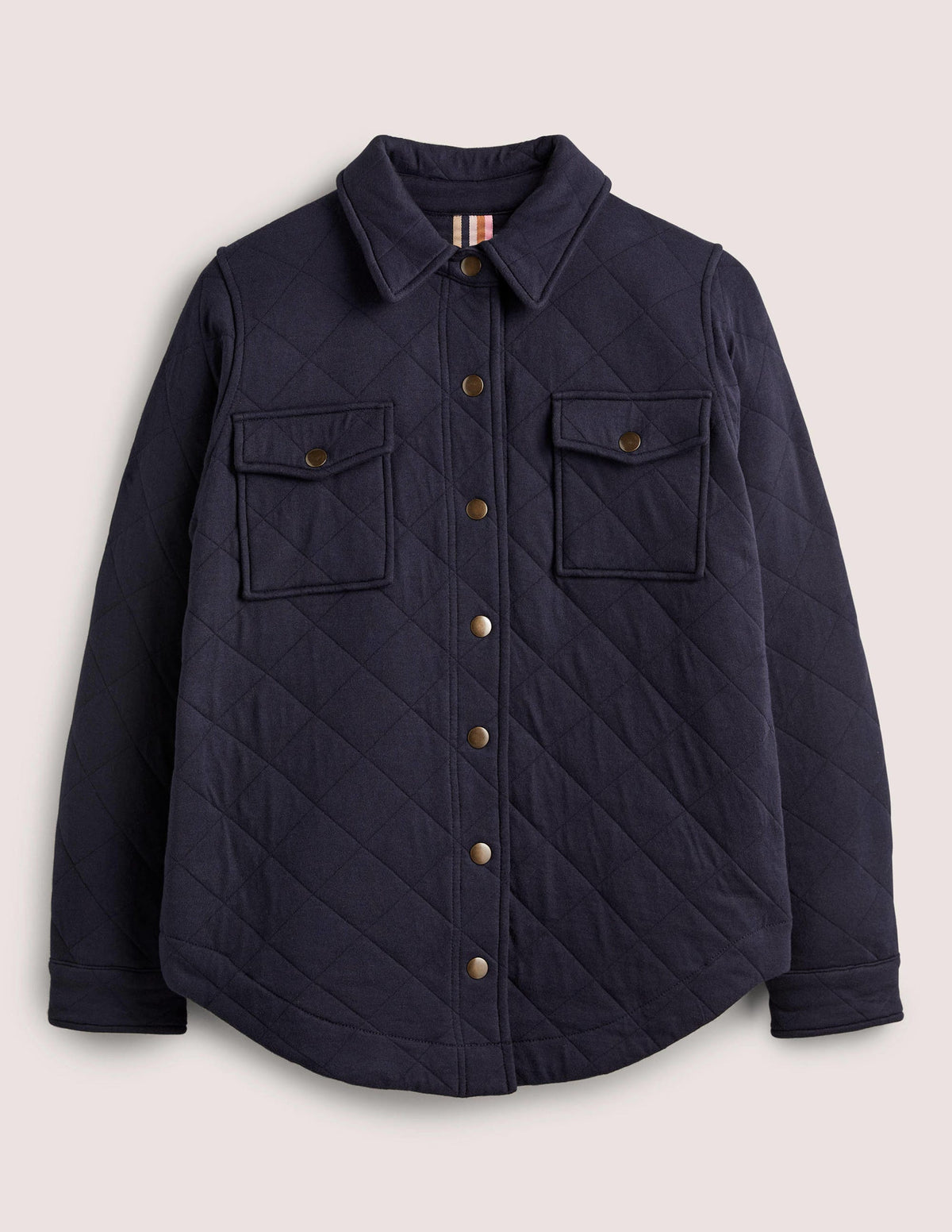 Manteau matelassé façon surchemise en jersey-Bleu marine - Image 5