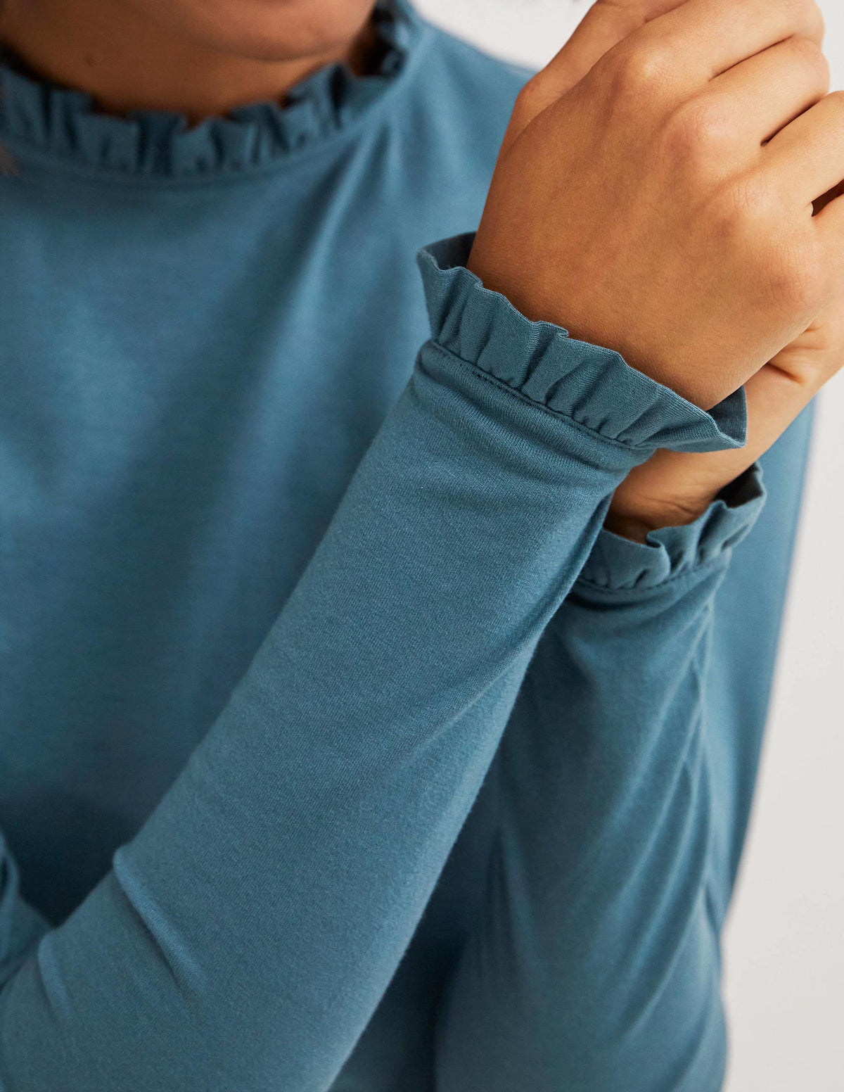 Superweiches Oberteil mit Rüschendetail-Offiziersblau - Image 2