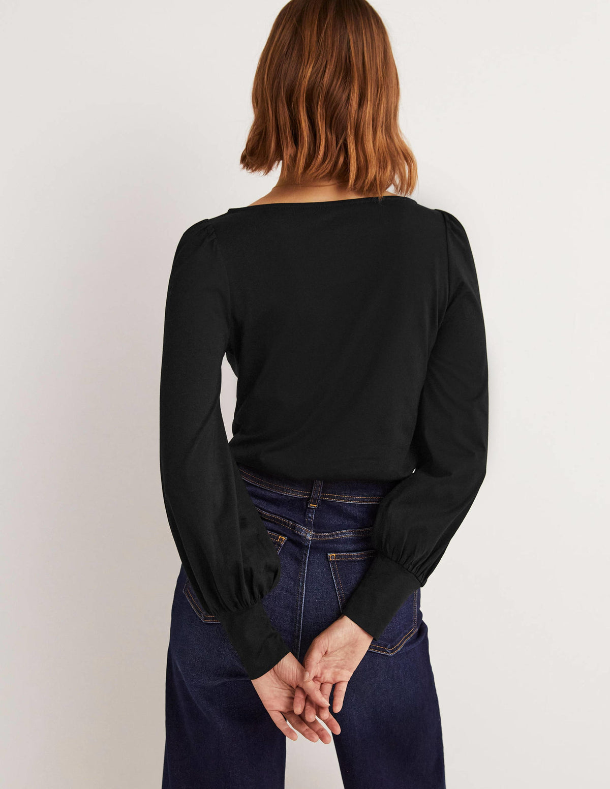 Supersoft Boat Neck Top-Black - Image 3