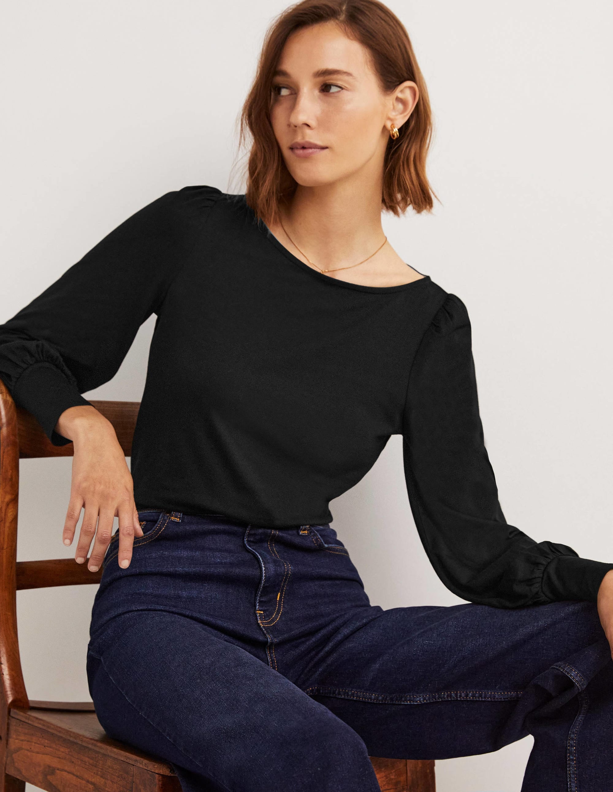 Supersoft Boat Neck Top-Black - Image 4