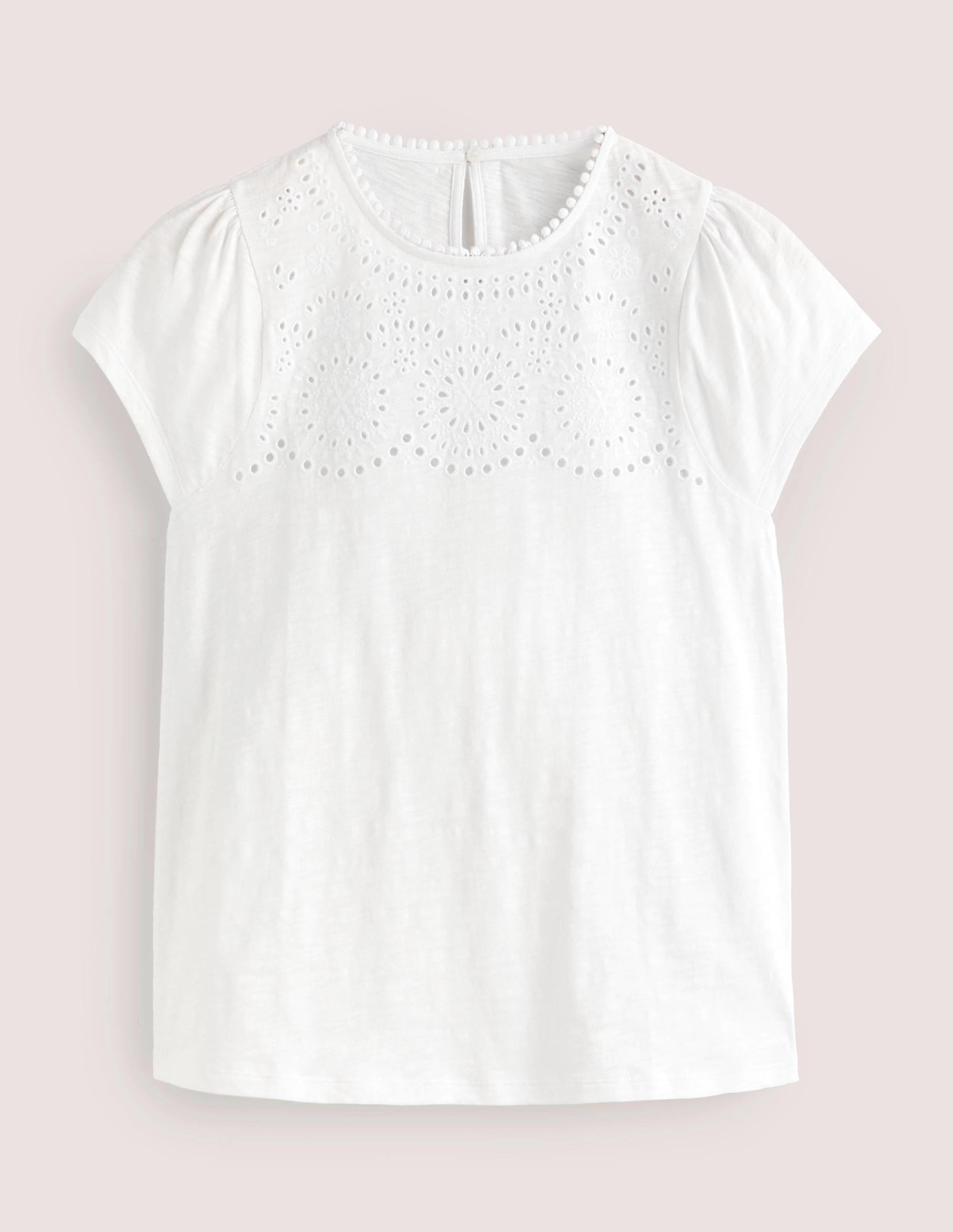 Flatter-T-Shirt mit Lochspitze-Weiß - Image 6