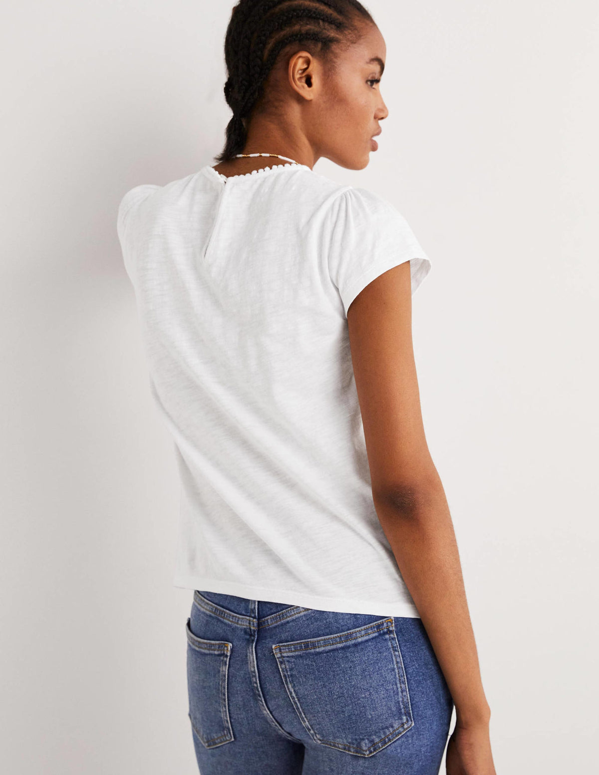 Flatter-T-Shirt mit Lochspitze-Weiß - Image 3
