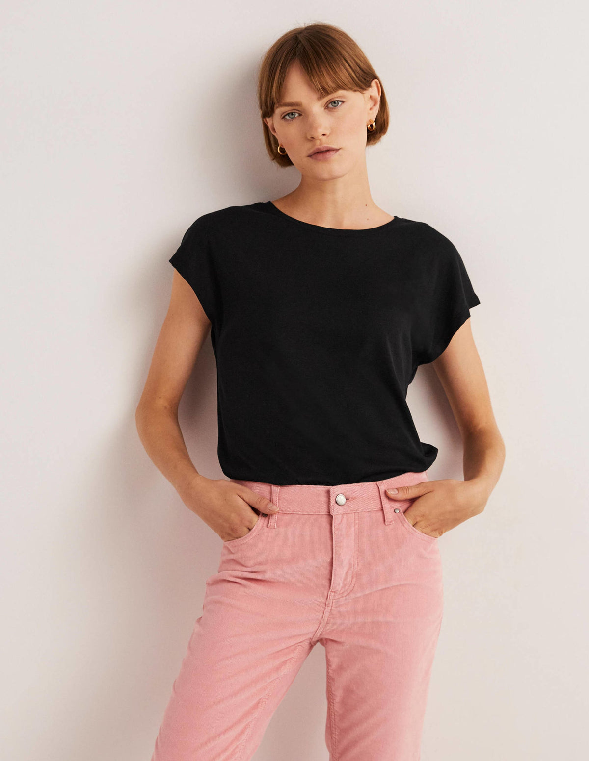 T-Shirt mit übergehenden Ärmeln-Schwarz-1