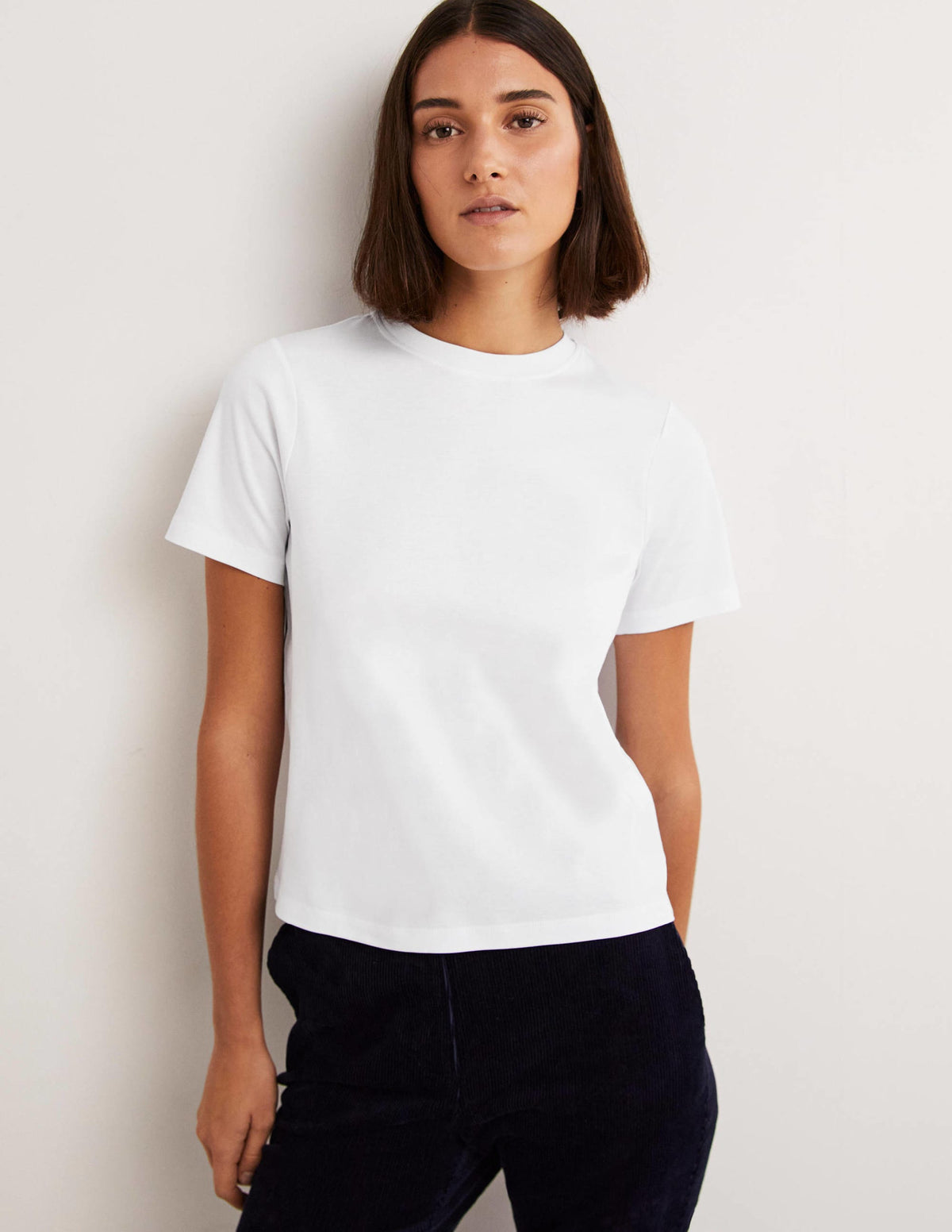 T-shirt col rond en coton-Blanc-1