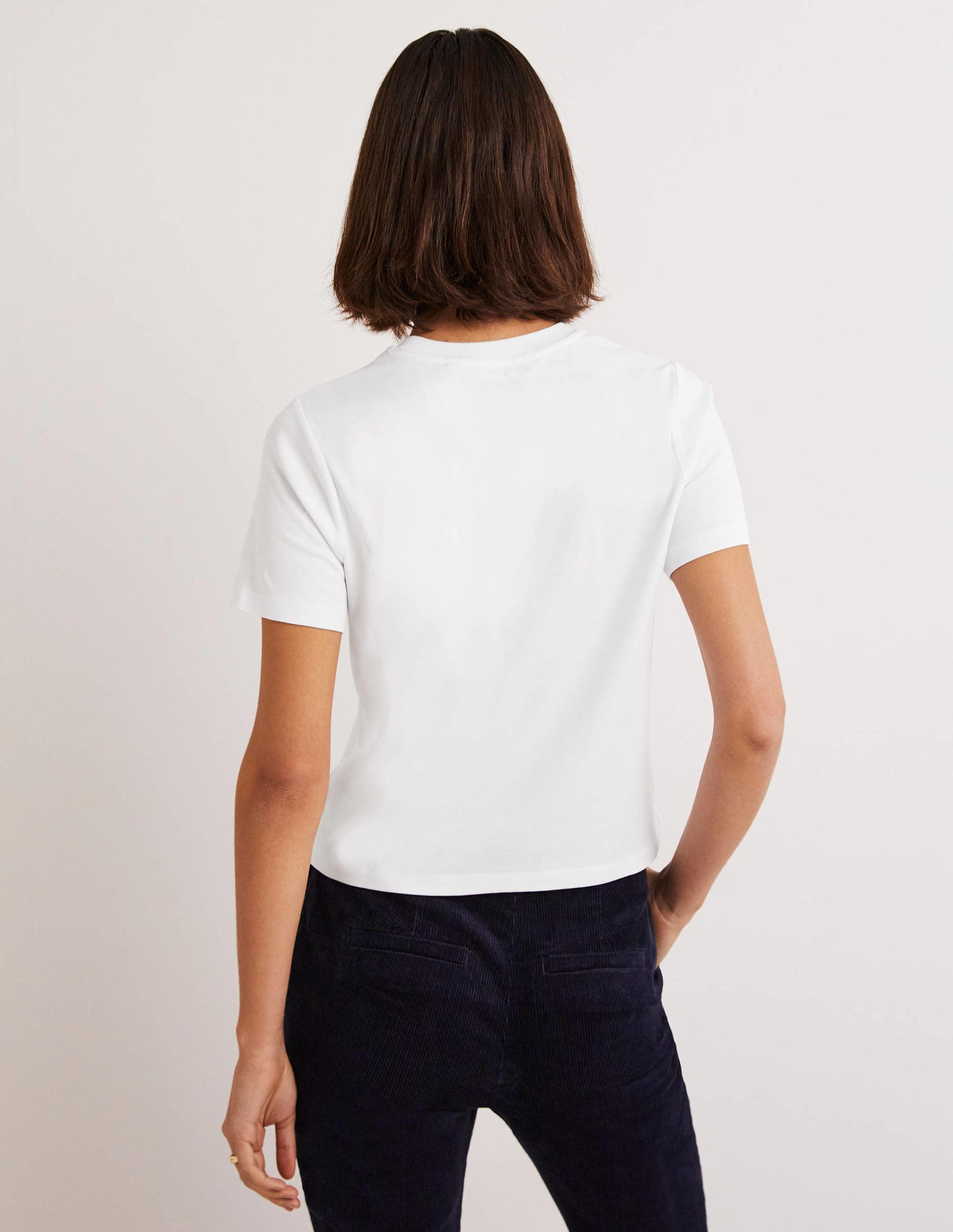 T-shirt col rond en coton-Blanc-3