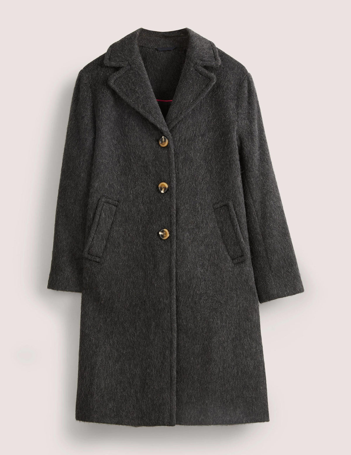 Wool Blend Collared Coat-Charcoal - Image 9