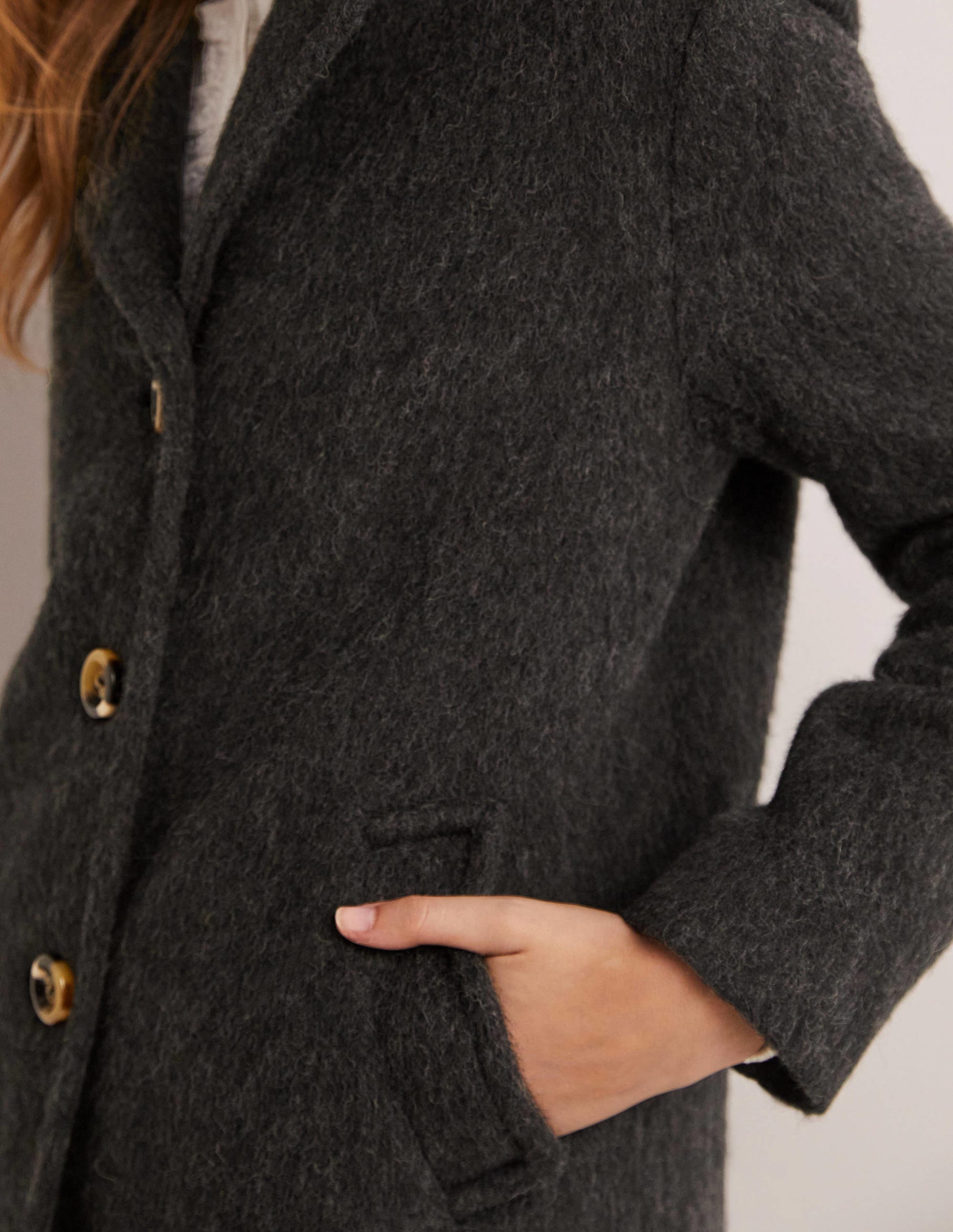 Wool Blend Collared Coat-Charcoal - Image 2