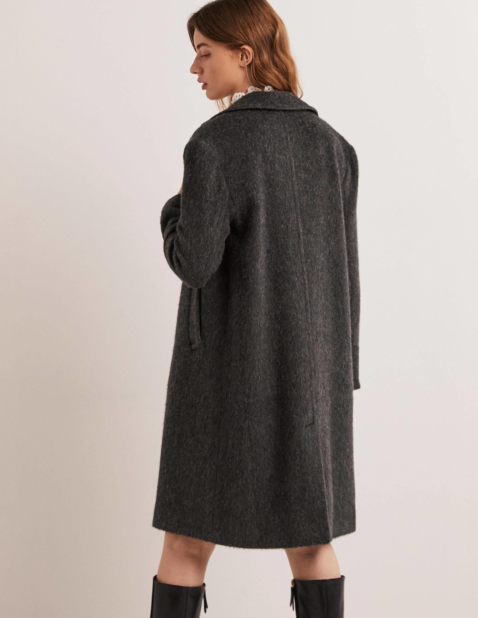 Wool Blend Collared Coat-Charcoal - Image 3