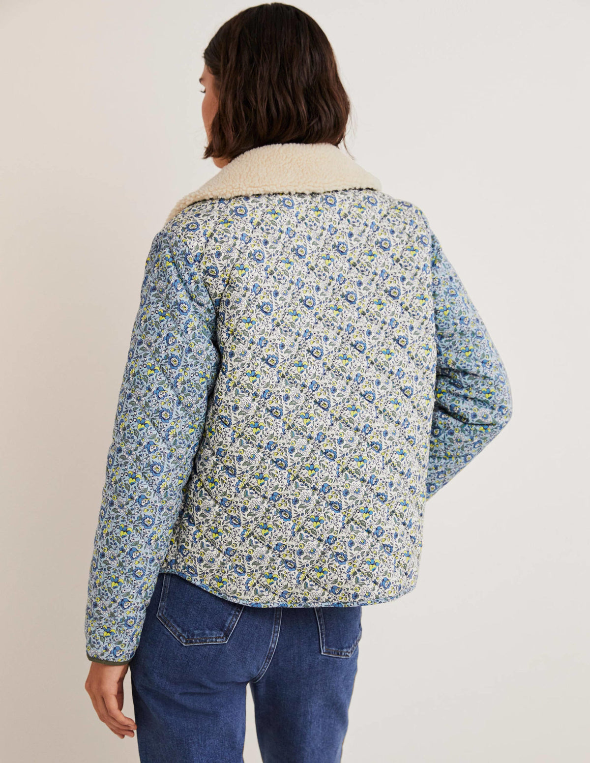 Steppjacke aus Baumwolle-Naturweiß, Tropische Wiese-3