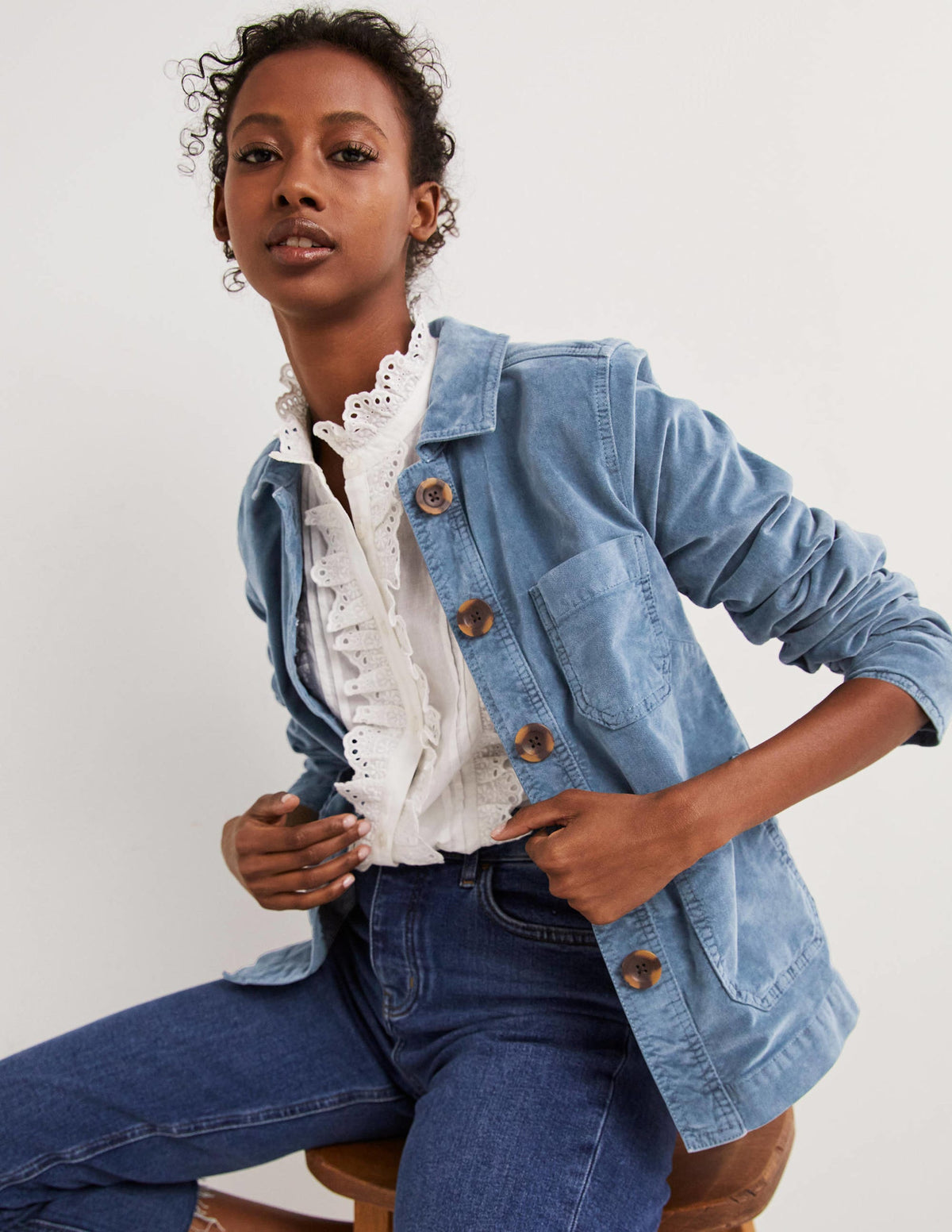Robuste Jacke aus Samt-Offiziersblau, Samt - Image 4