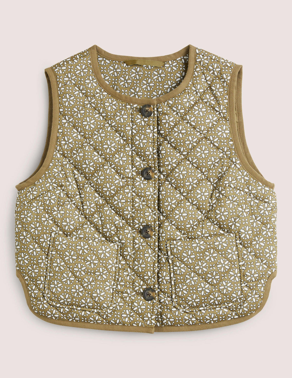 Veste sans manches matelassée-Vert basilic, motif Dainty Geo-5