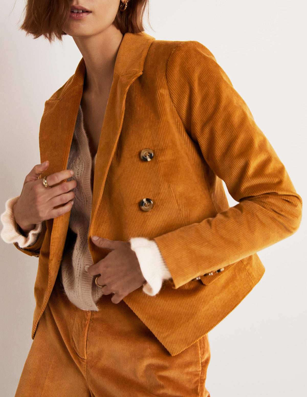 Doppelreihiger Cordblazer-Lebkuchenbraun-7