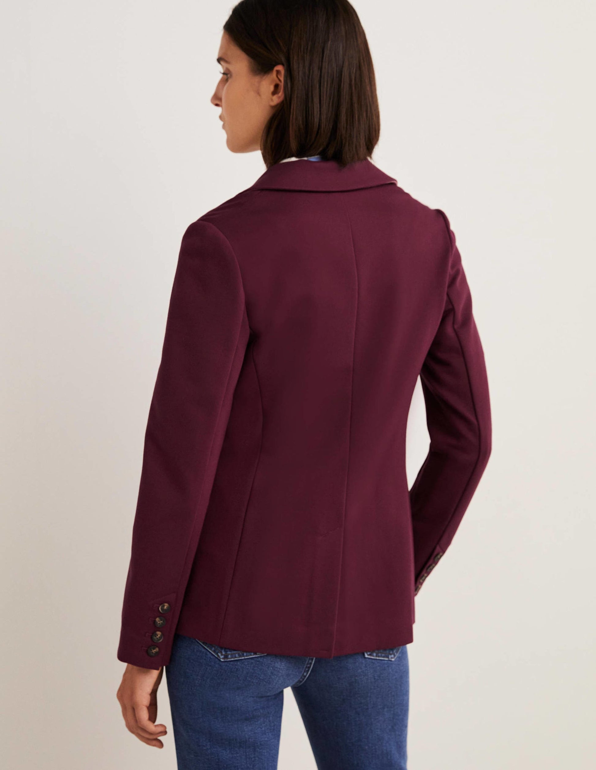 Figurbetonter Blazer aus Stretchjersey-Glühweinrot-3