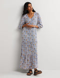 Maxikleid mit Blousonärmeln-Naturweiß, Zauberhafter Zweig