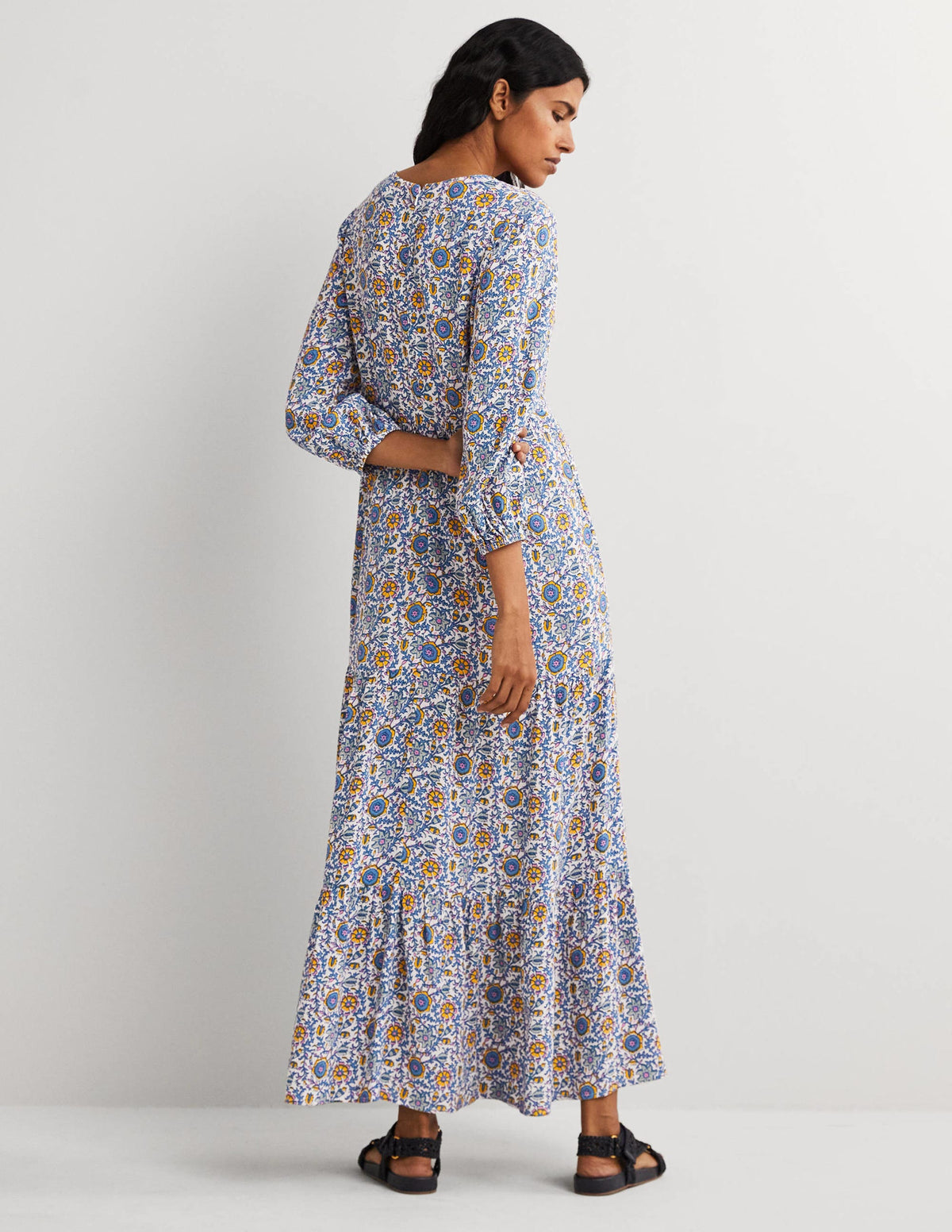Maxikleid mit Blousonärmeln-Naturweiß, Zauberhafter Zweig-3