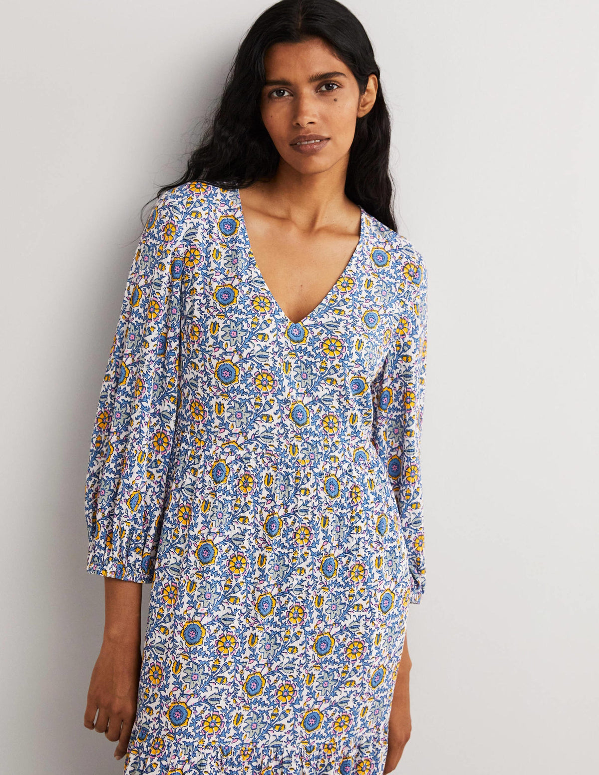 Maxikleid mit Blousonärmeln-Naturweiß, Zauberhafter Zweig - Image 4