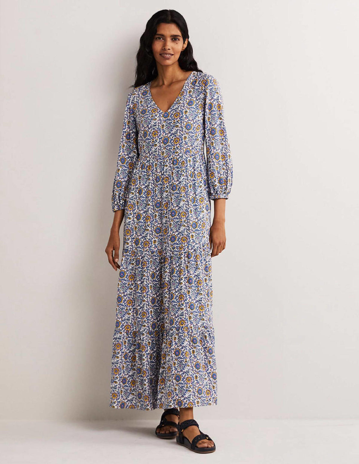Maxikleid mit Blousonärmeln-Naturweiß, Zauberhafter Zweig-6
