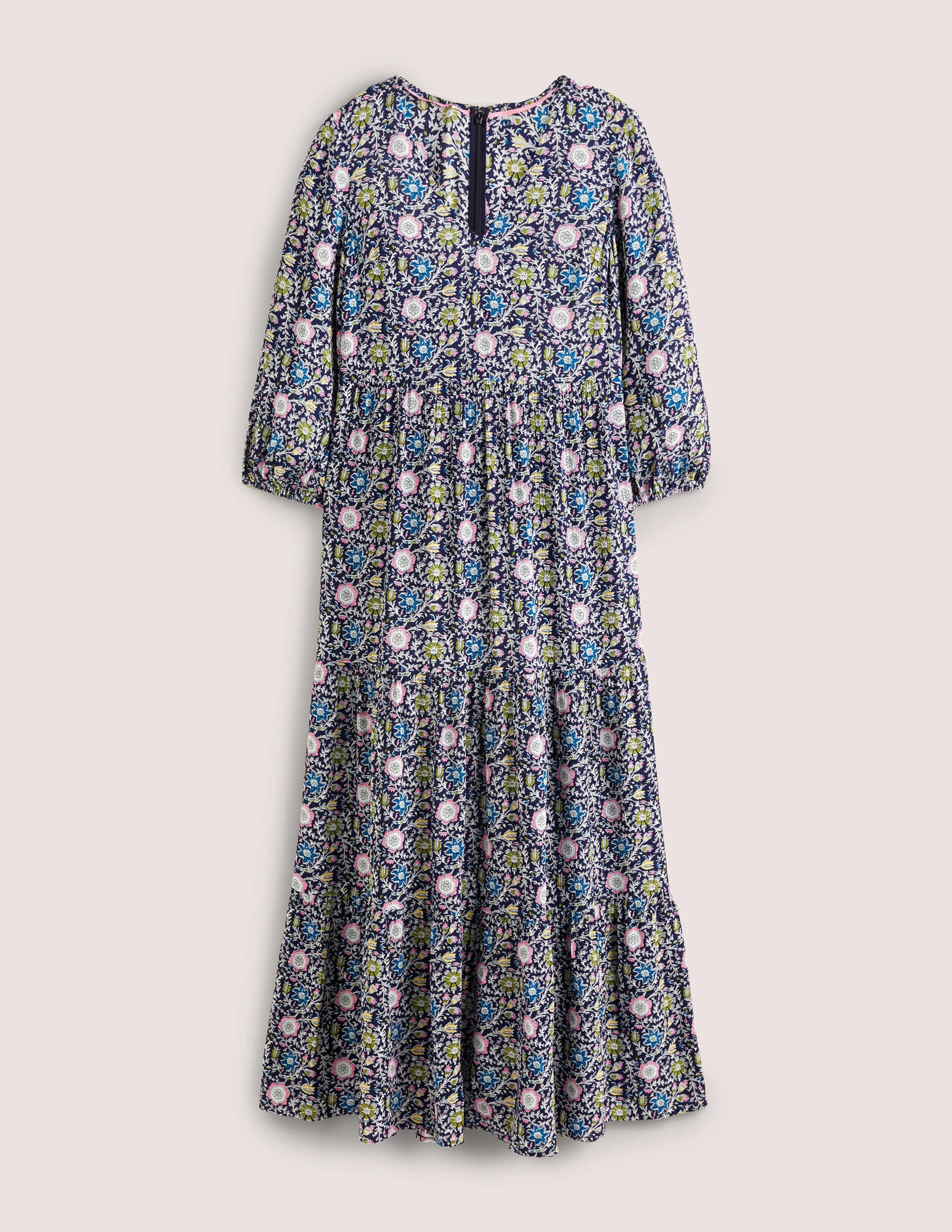 Maxikleid mit Blousonärmeln-Navy, Zauberhafter Zweig - Image 6