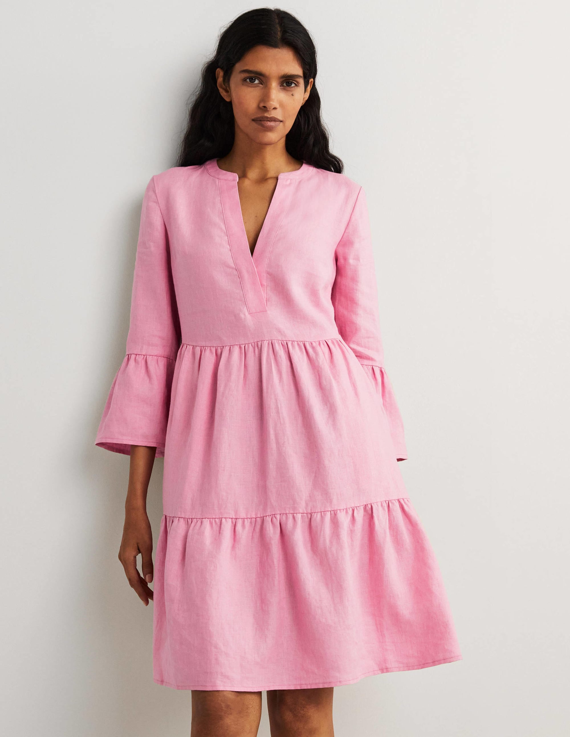 Lässiges Stufenkleid aus Leinen-Kirschblüte - Image 1