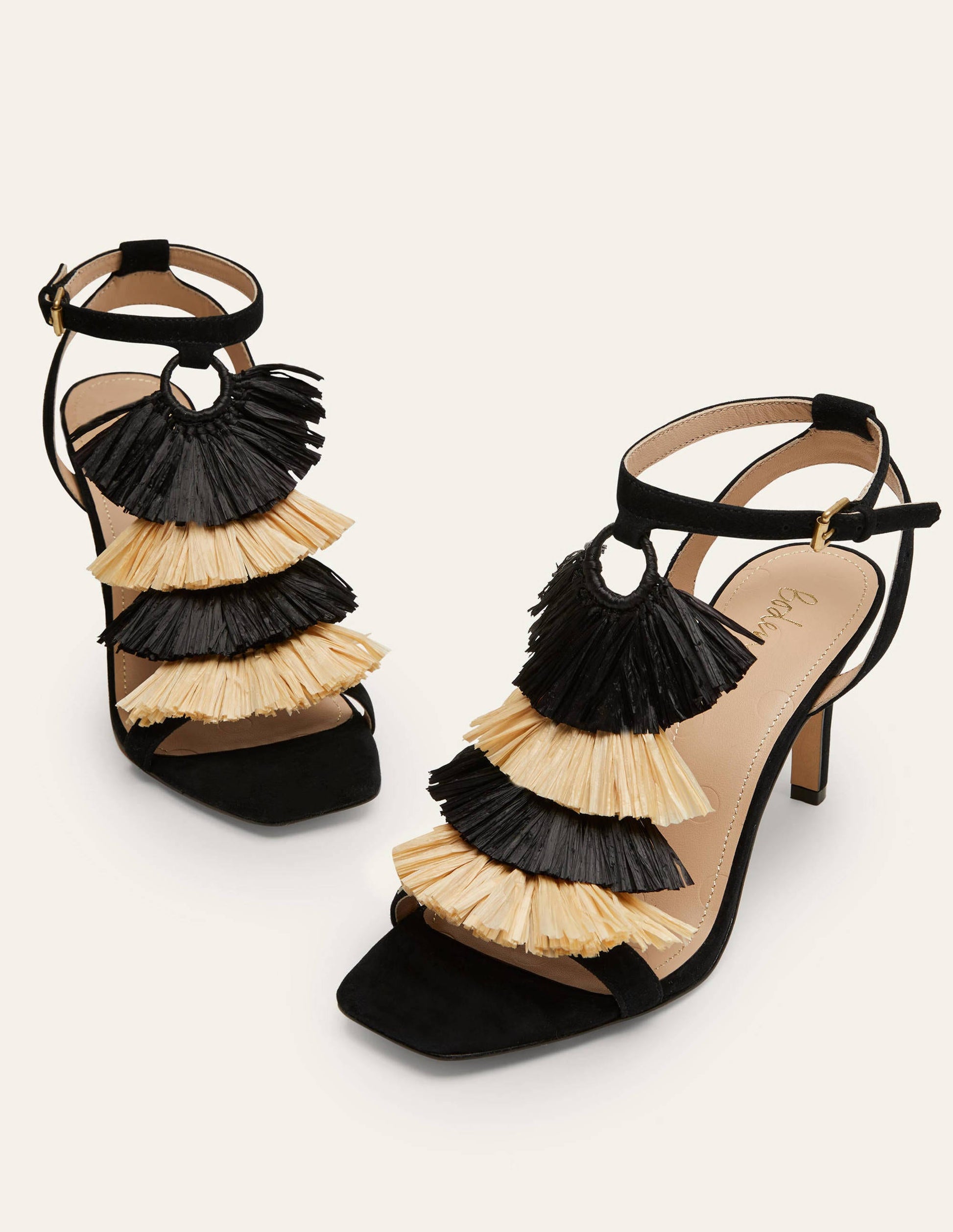 Sarah Absatzsandalen mit Fransen-Schwarz-1