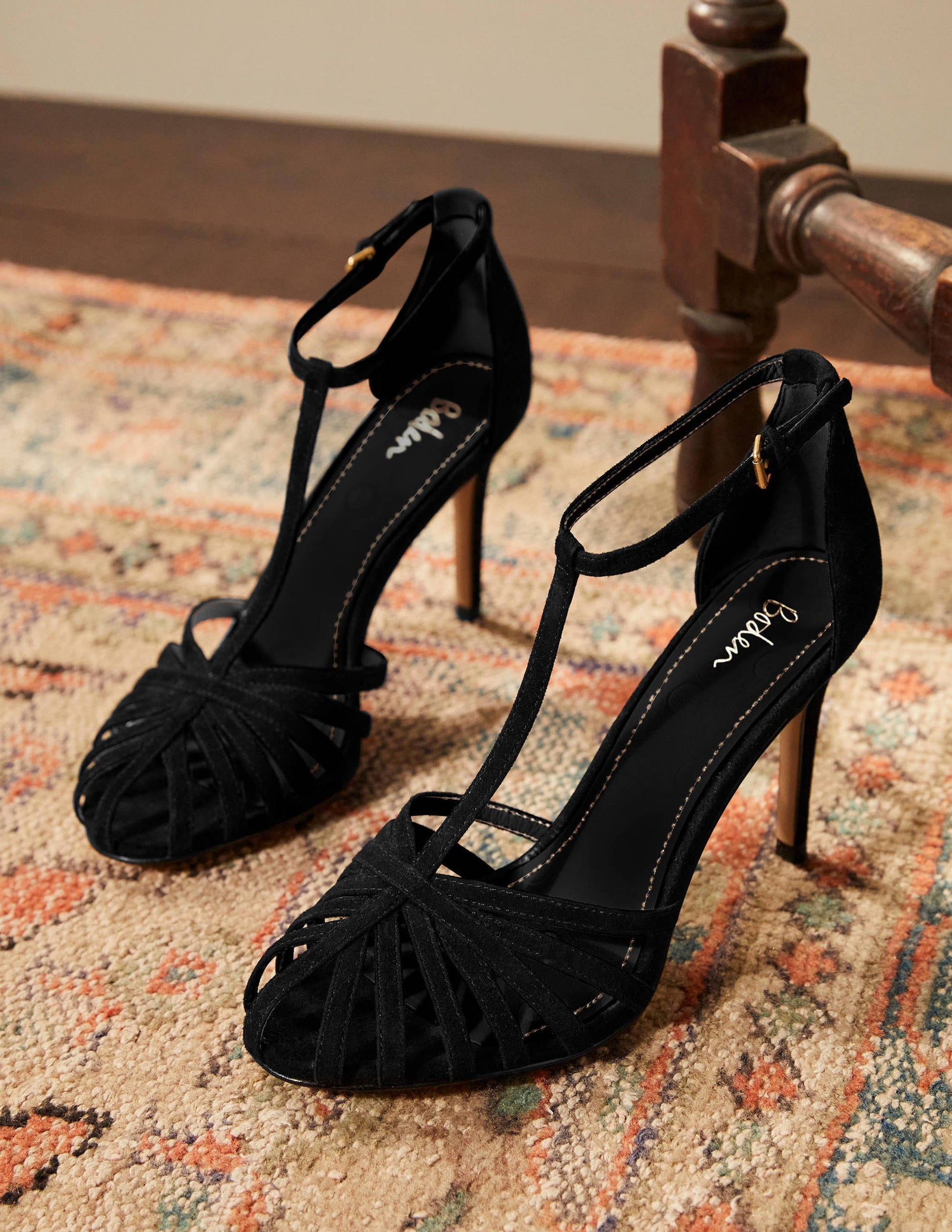 Sandales à talons Tess façon cage-Noir-4