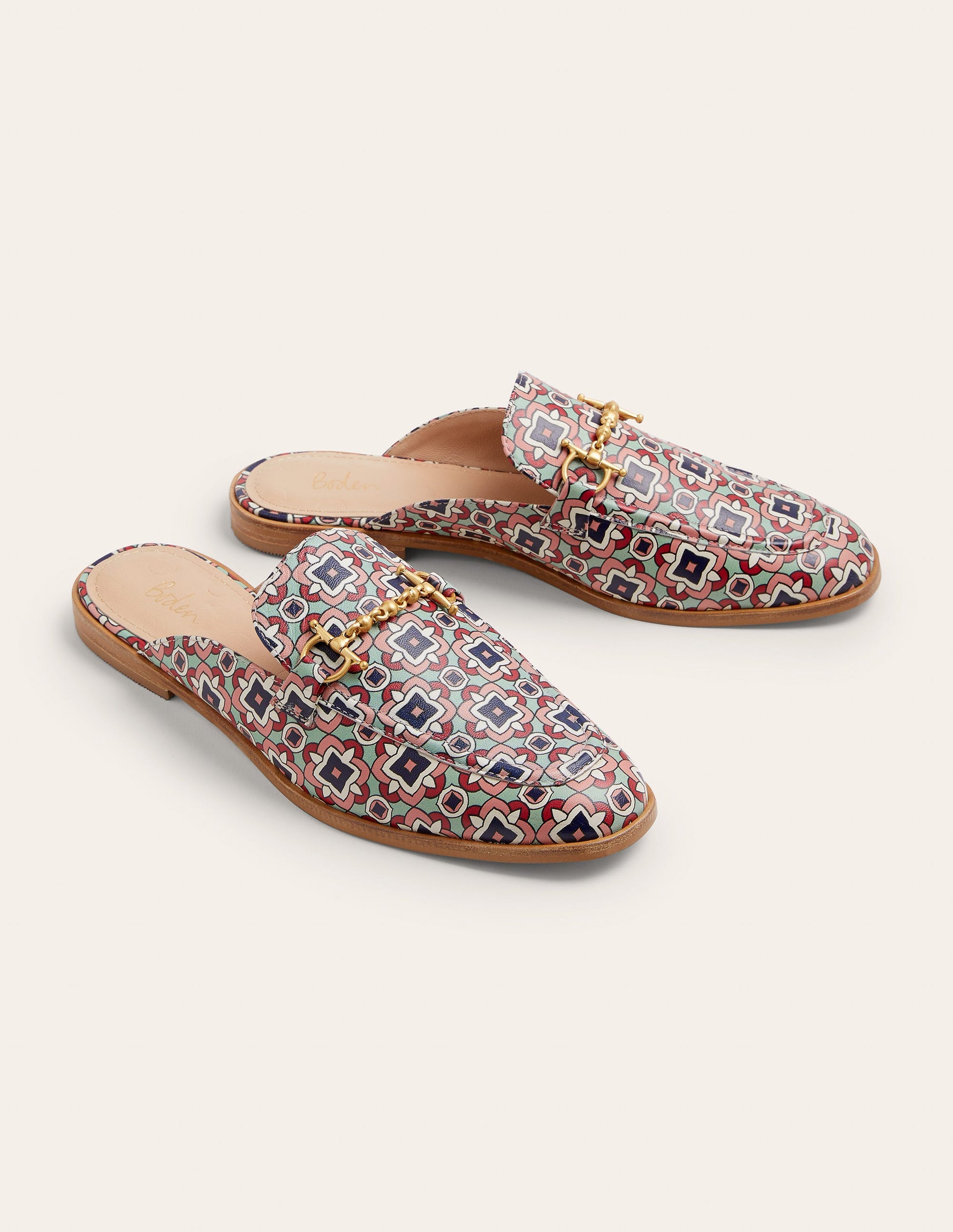Mocassins ouverts avec mors décoratif-Imprimé géométrique-3