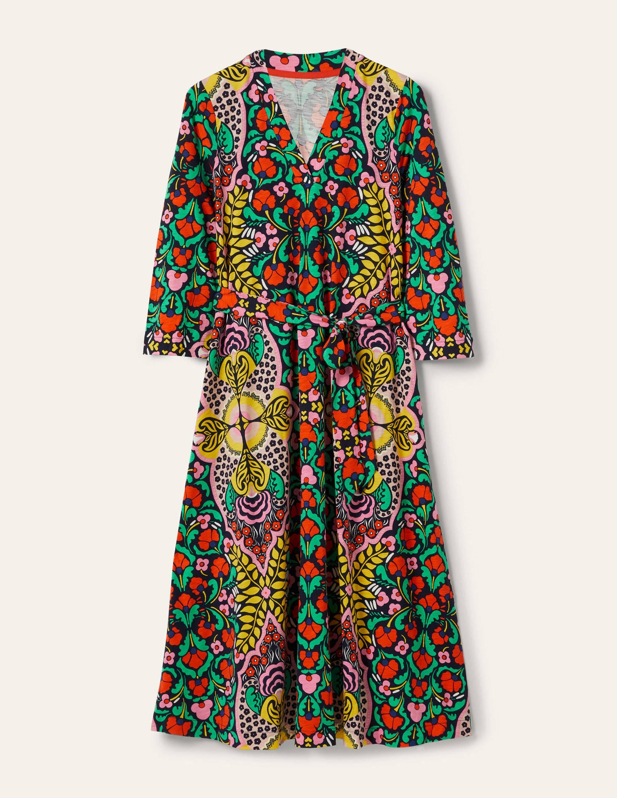 Kaftan-Midikleid aus Jersey-Navy, Blumenmuster - Image 11