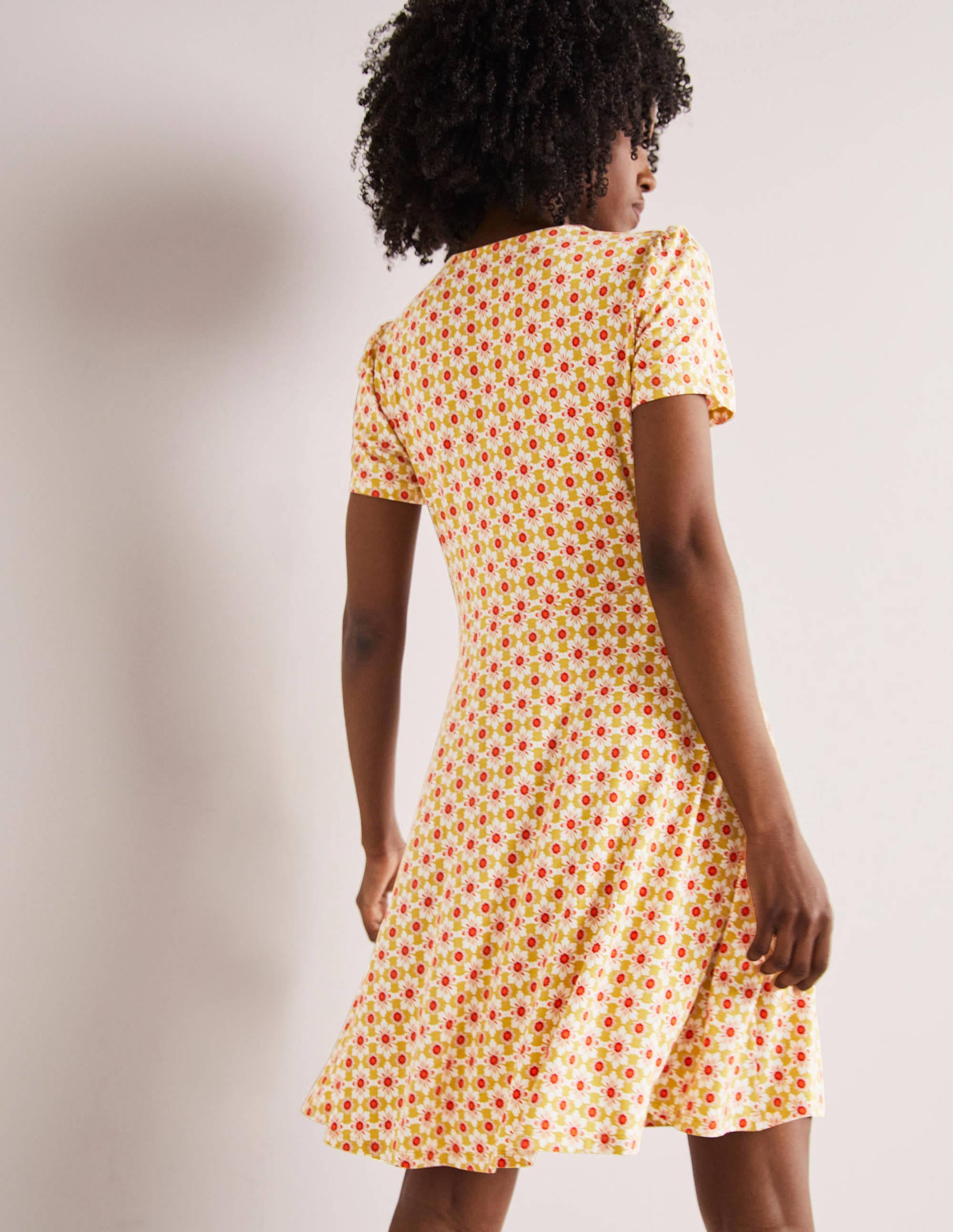 Robe col rond en jersey-Huile d'olive, tuile fleuron - Image 3