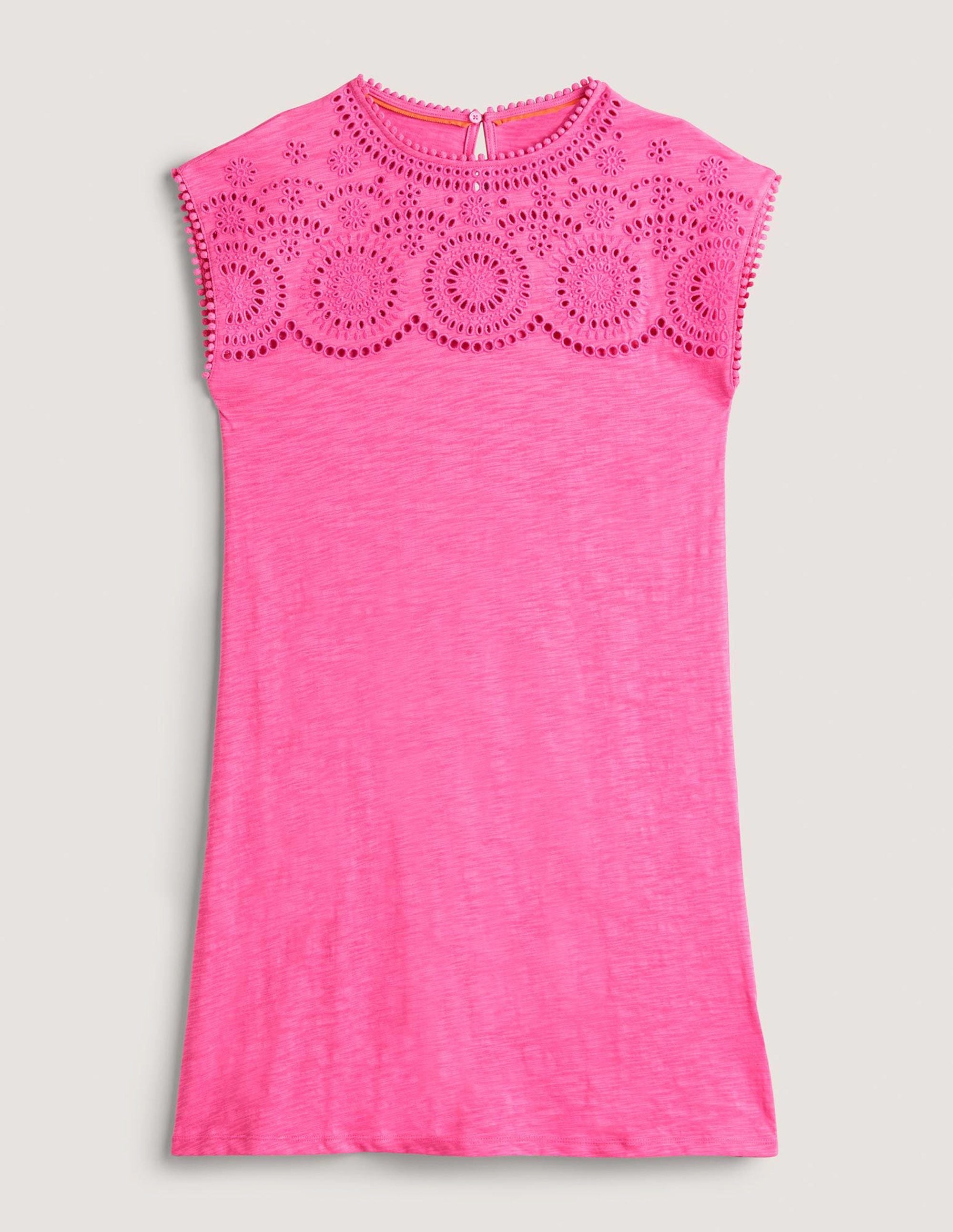 Robe T-shirt ajourée en jersey-Rose pop - Image 6