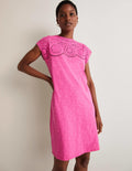 Robe T-shirt ajourée en jersey-Rose pop