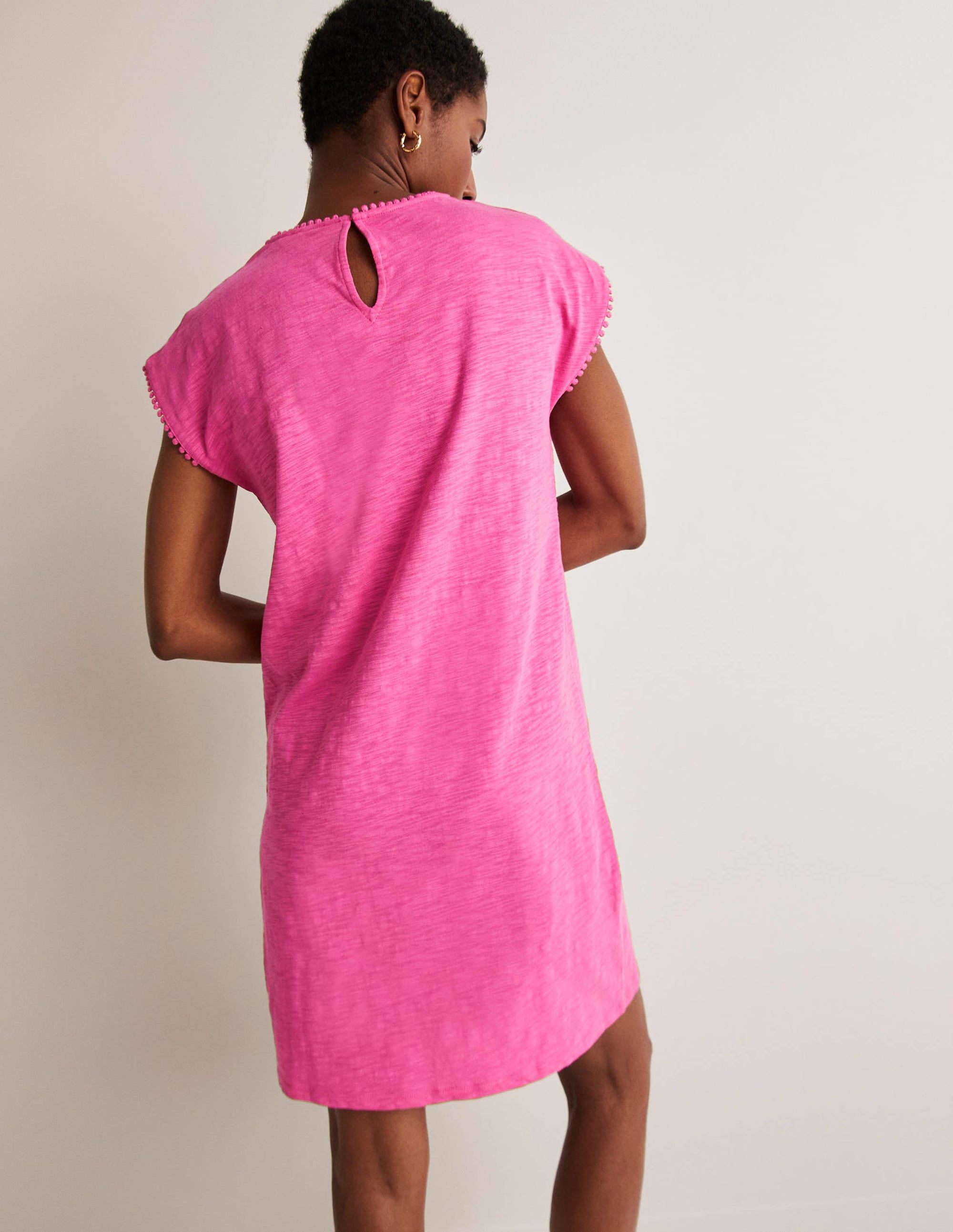 Robe T-shirt ajourée en jersey-Rose pop - Image 3
