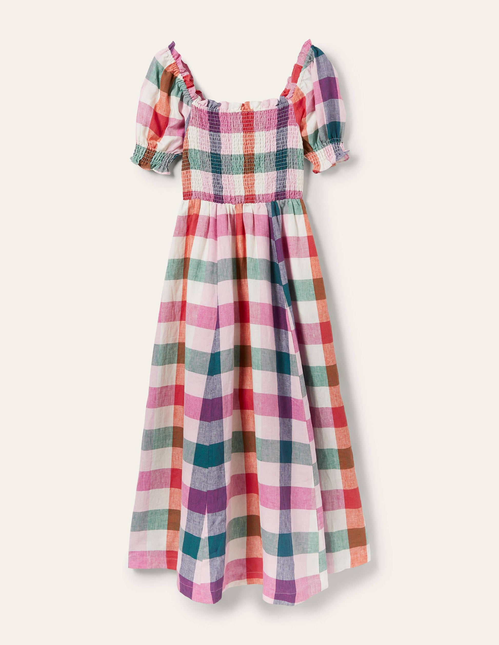 Robe midi avec corsage à smocks-Bonbon et flambé-6