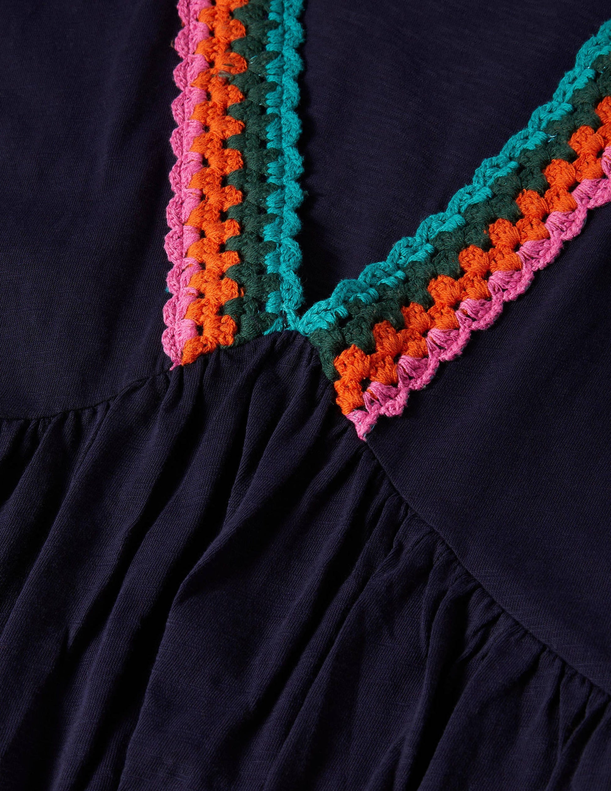 Robe en jersey avec détails crochetés-Bleu marine-5