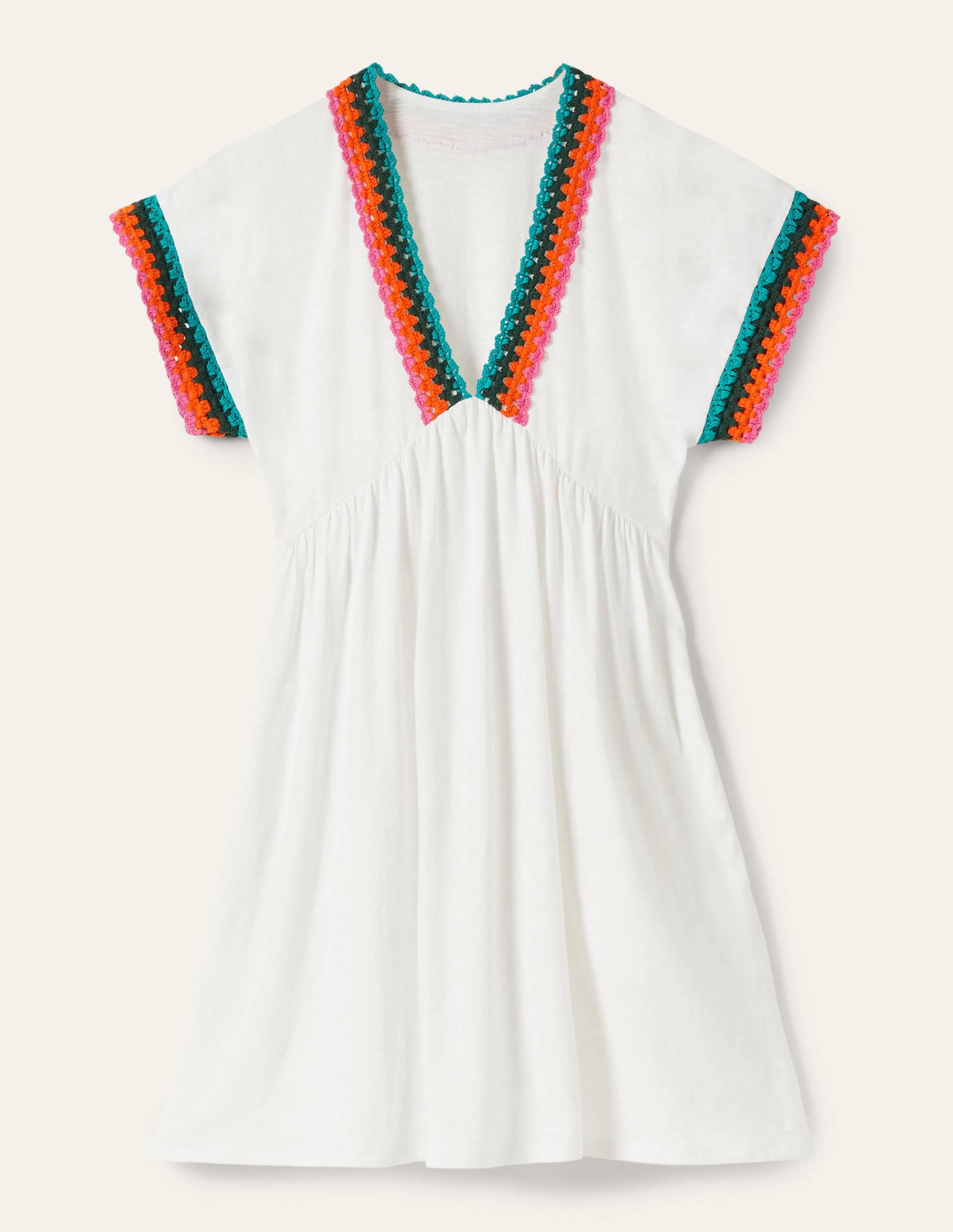 Jerseykleid mit Häkelborte-Weiß - Image 6