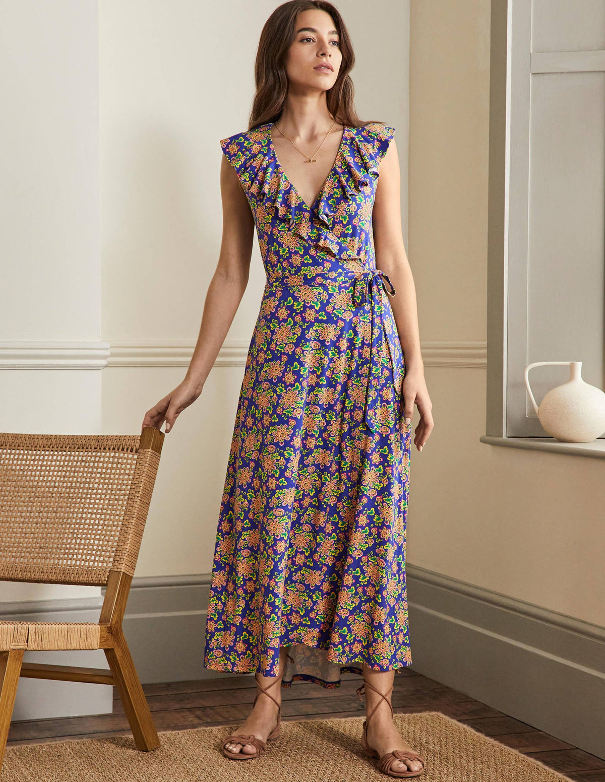 Saskia Maxi-Wickelkleid aus Jersey-Atlantischer Ozean, Wildblumen - Image 1