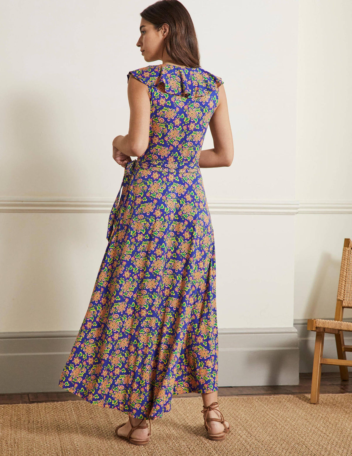 Saskia Maxi-Wickelkleid aus Jersey-Atlantischer Ozean, Wildblumen - Image 3