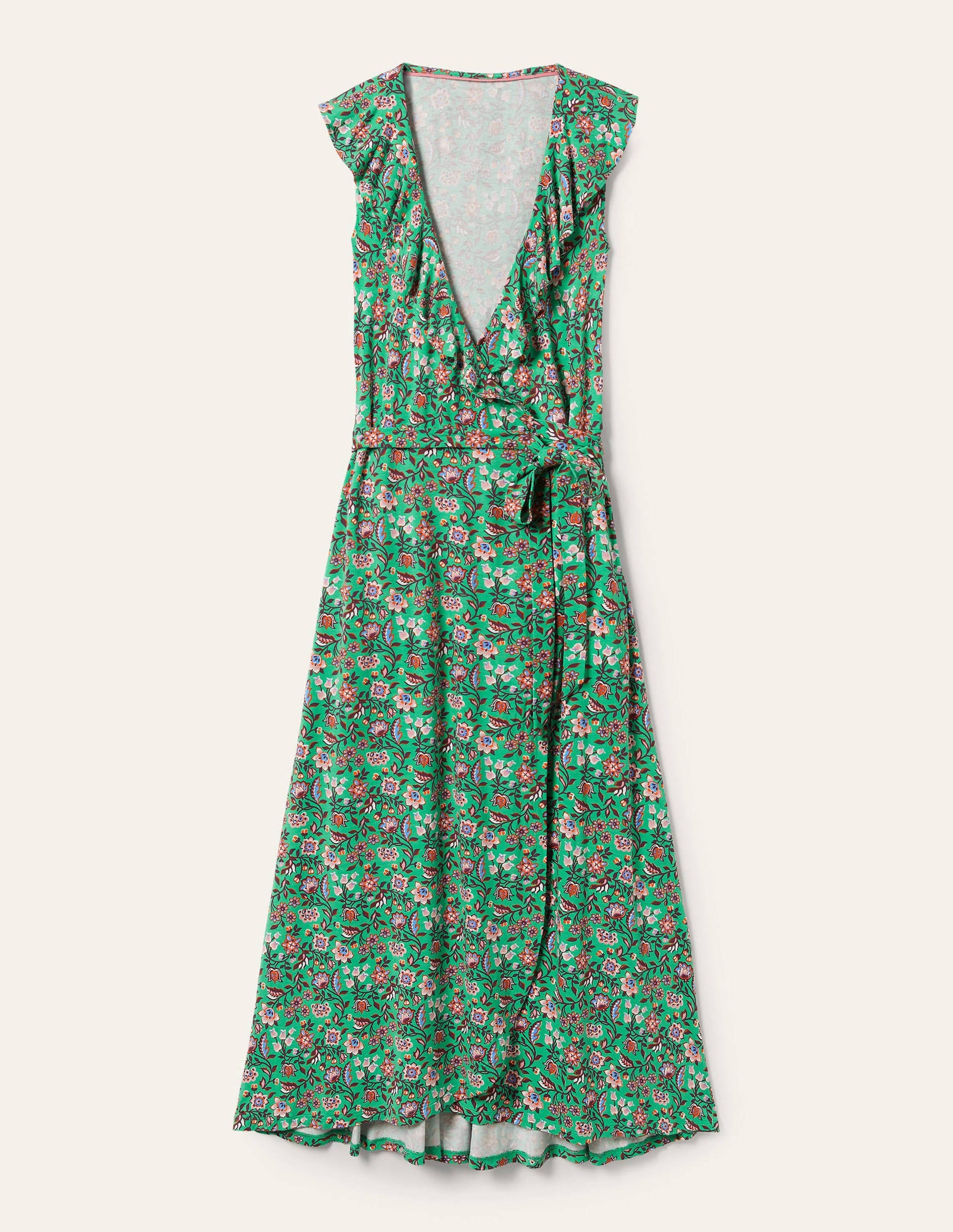 Saskia Maxi-Wickelkleid aus Jersey-Grüne Lagune, Orientalische Wiese-5