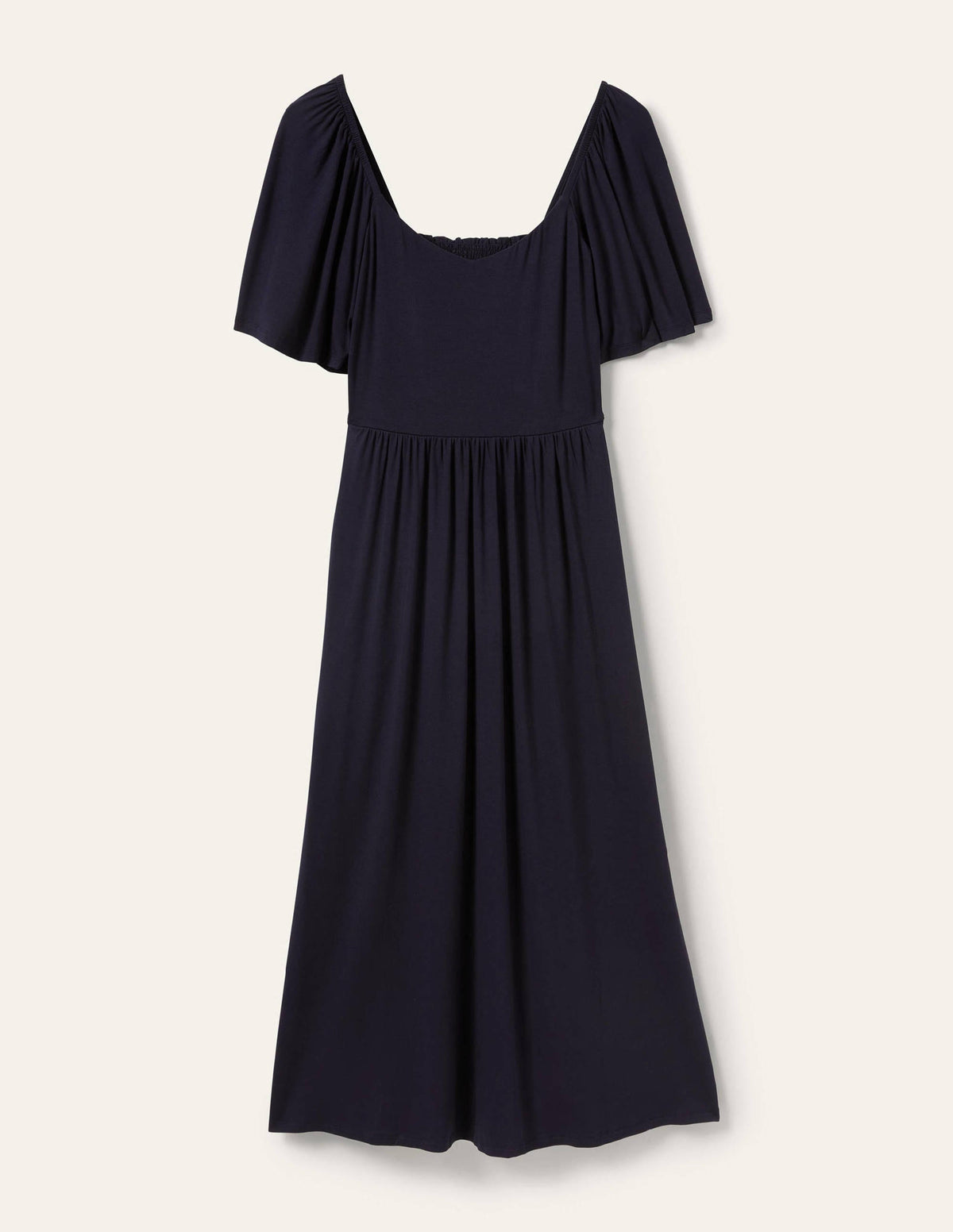 Jersey-Maxikleid mit Smokdetail-Marineblau - Image 6